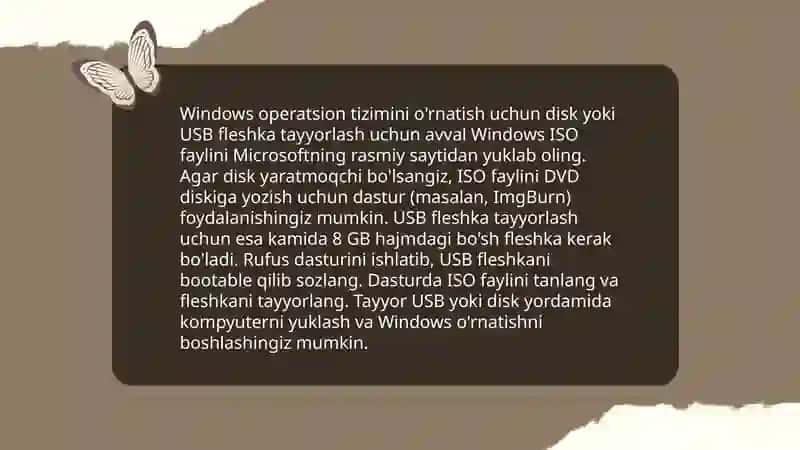 Windows operatsion tizimni kompyuterga oʻrnatish 4