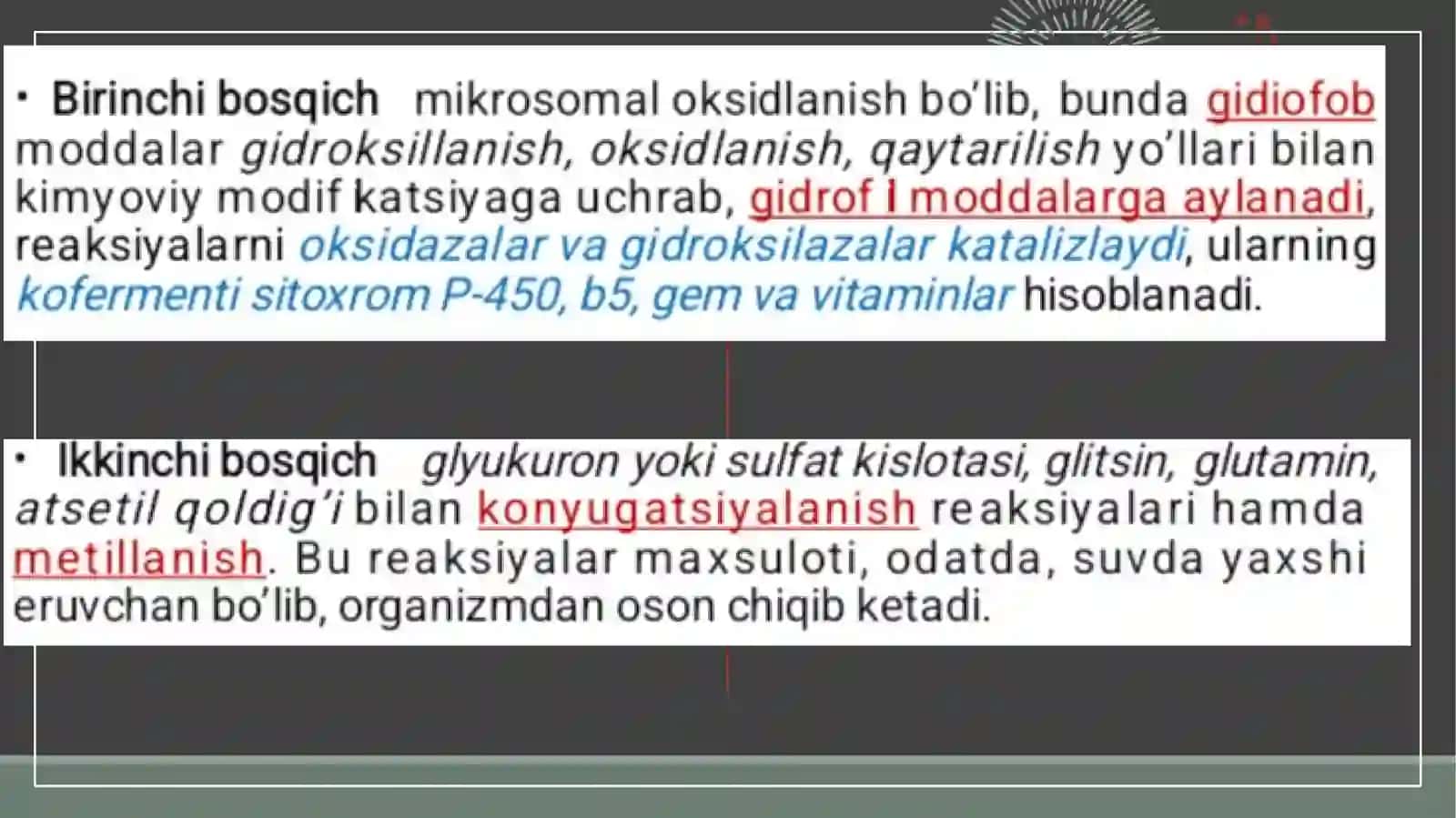 Toksik moddalarni jigarda zararsizlantirilishi 4