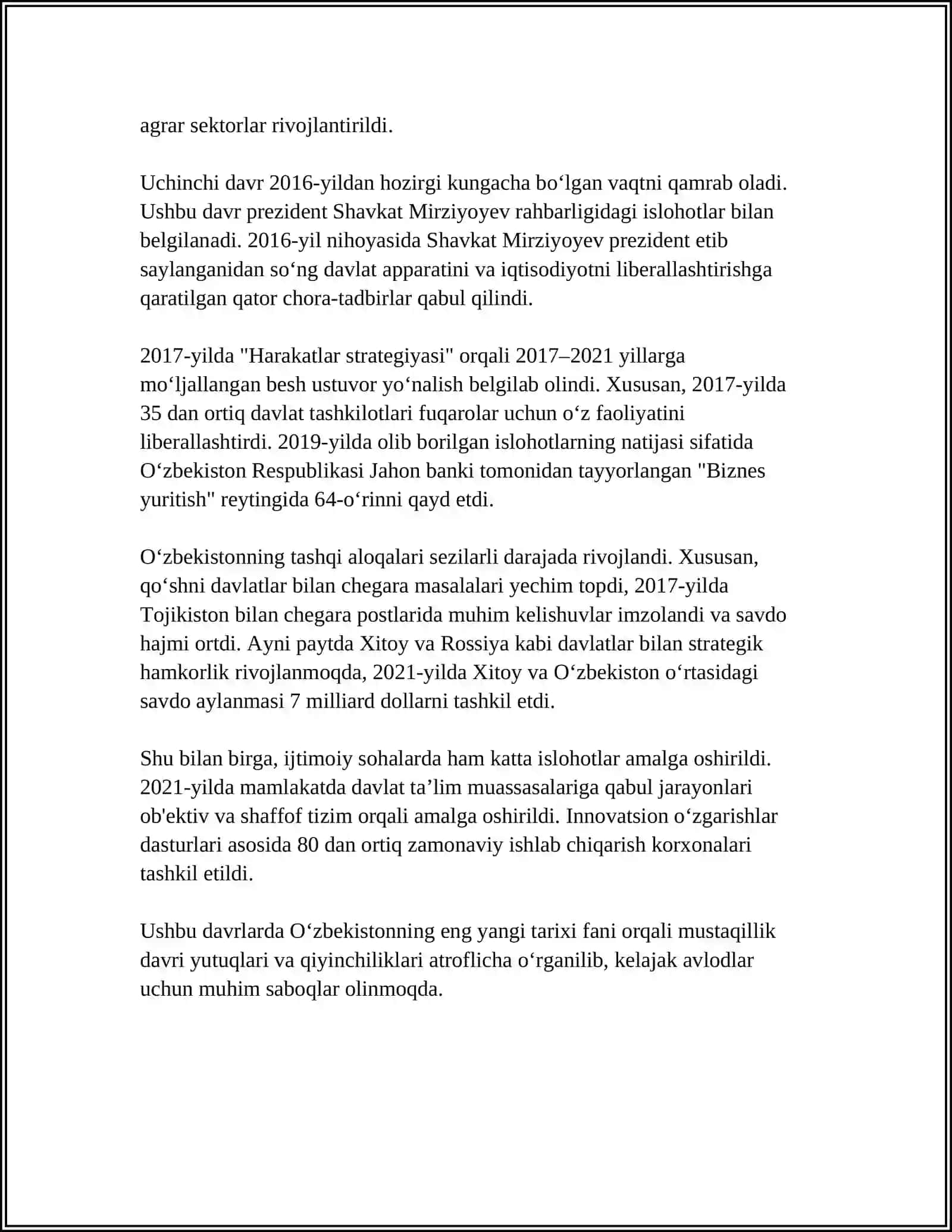 BARKAMOL AVLOD TARBIYASIDA "O'ZBEKISTONNING ENG YANGI TARIXI FANI" NING TUTGAN O'RNI 4
