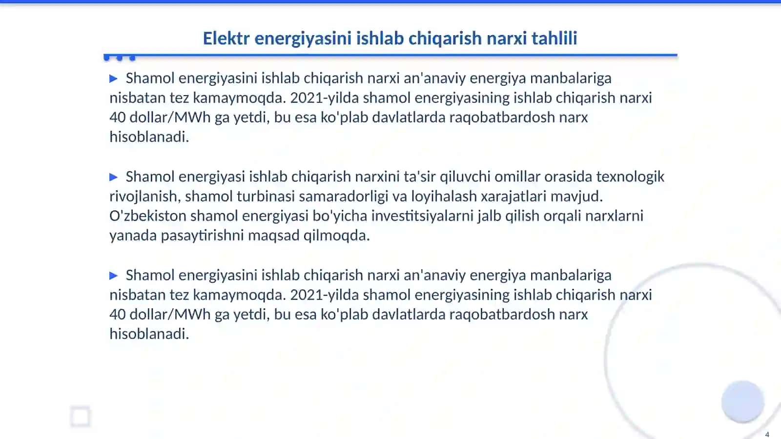 Shamol energetikasining iqtisodiy jihatlari 4