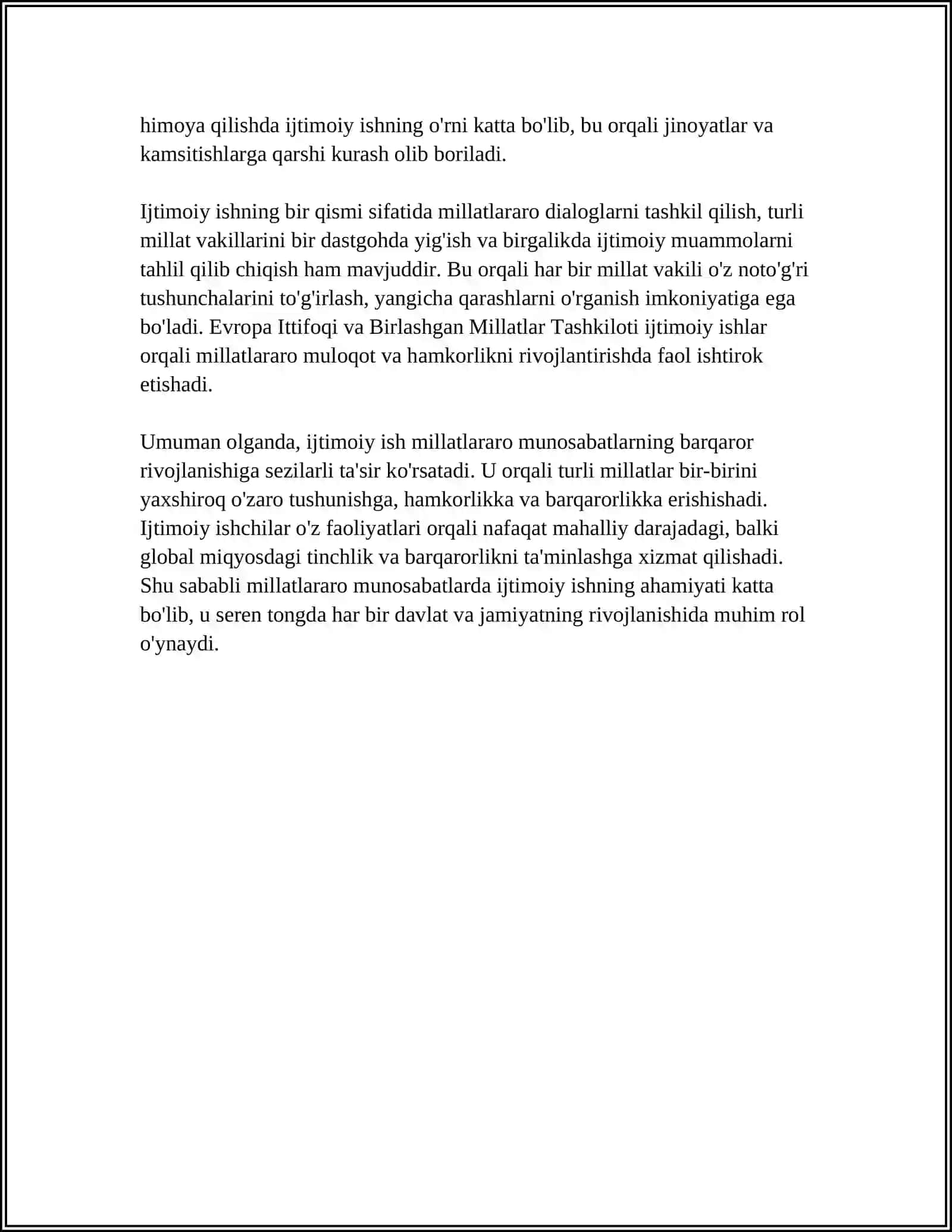 MILLATLARARO MUNOSABATLARDA IJTIMOIY ISH 4