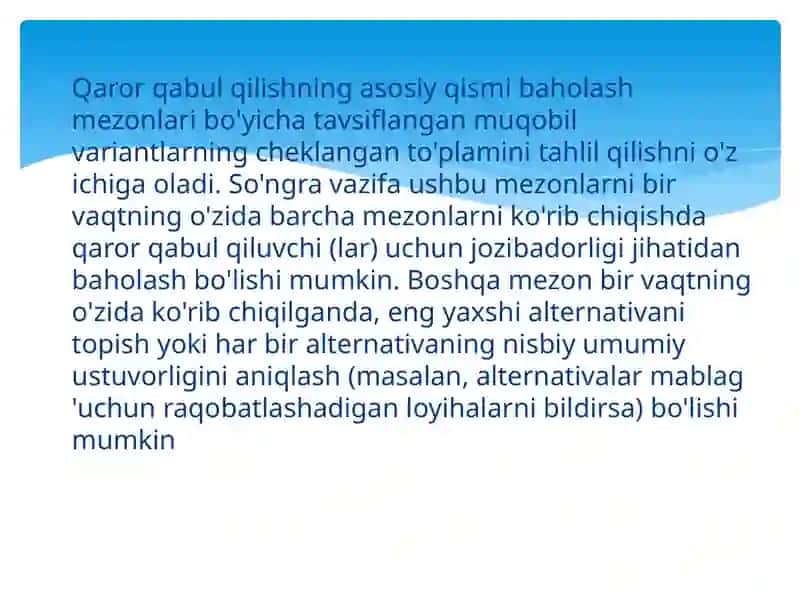 Qaror qabul qilishning tabaqalanish usuli 4