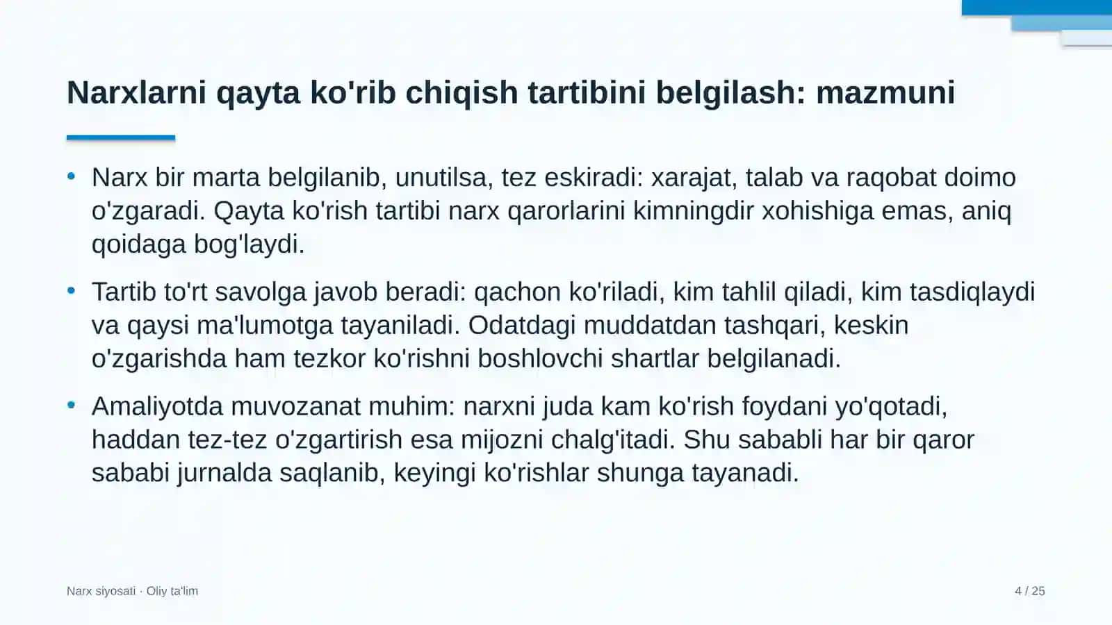 Chorvachilik xo'jaliklarida narxlarni qayta ko'rib chiqish tartibini belgilash 4