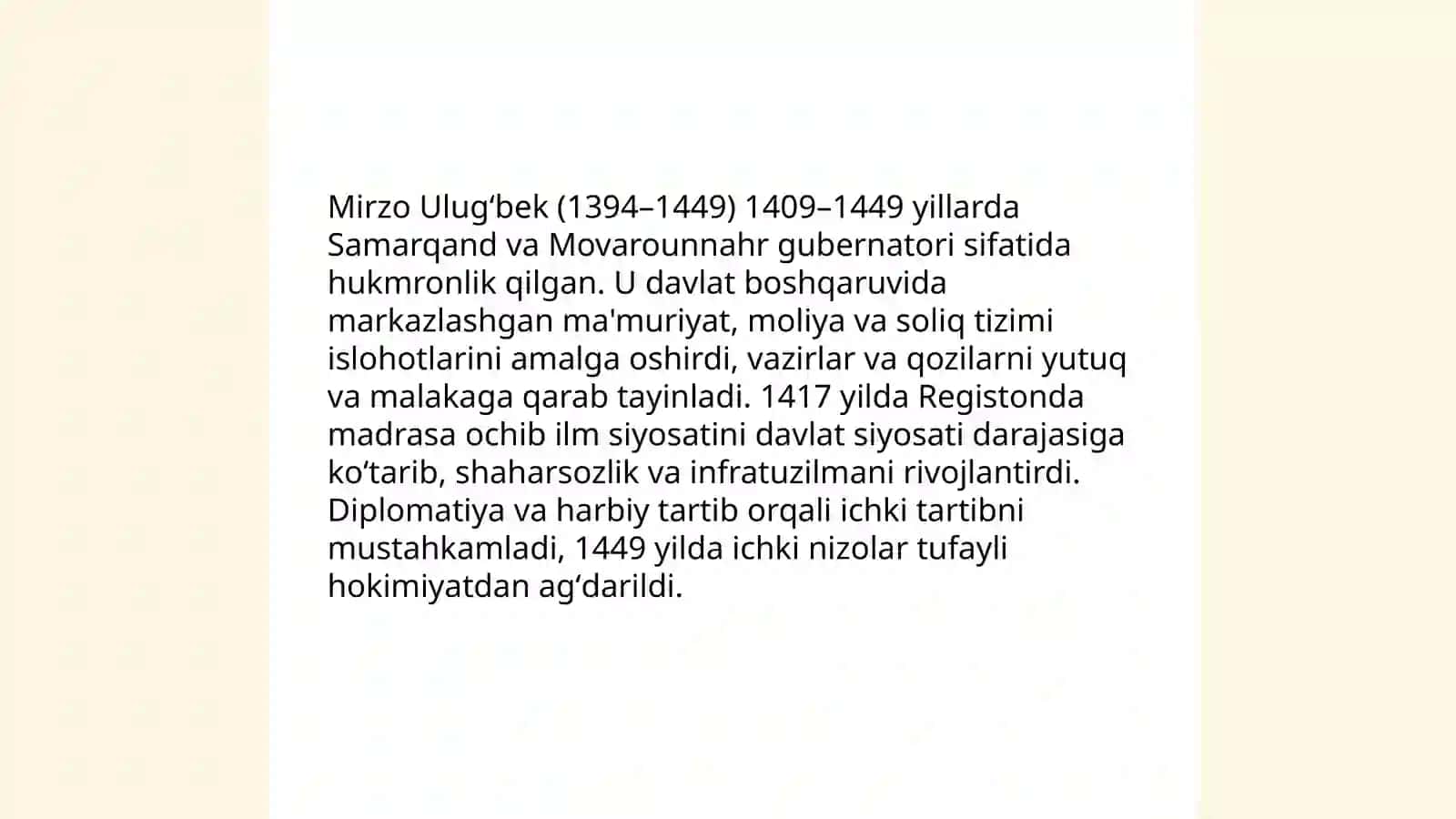 Mirzo Ulugʻbek hayoti va faoliyati 4