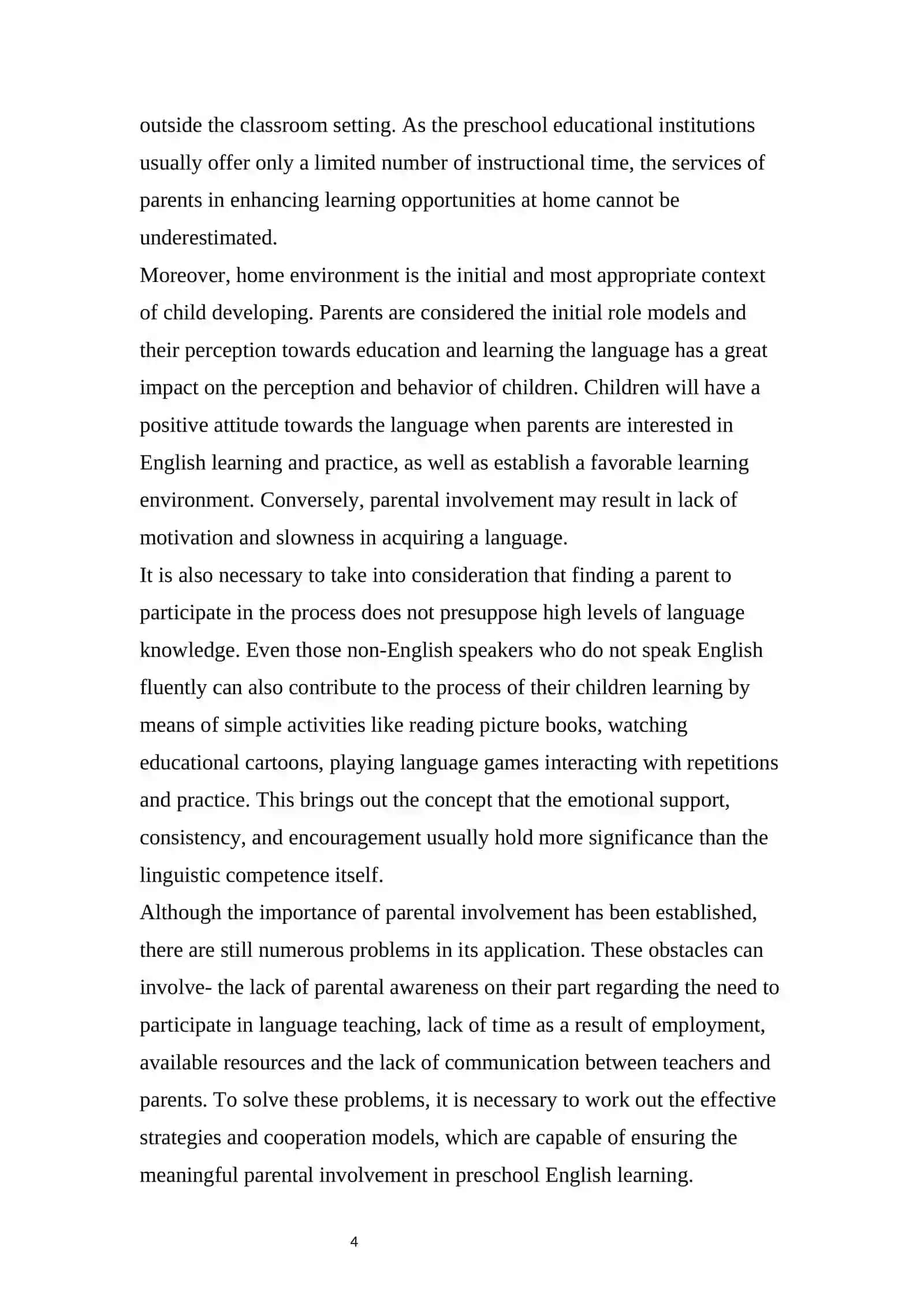 Parental Involvement in Preschool English Learning 4