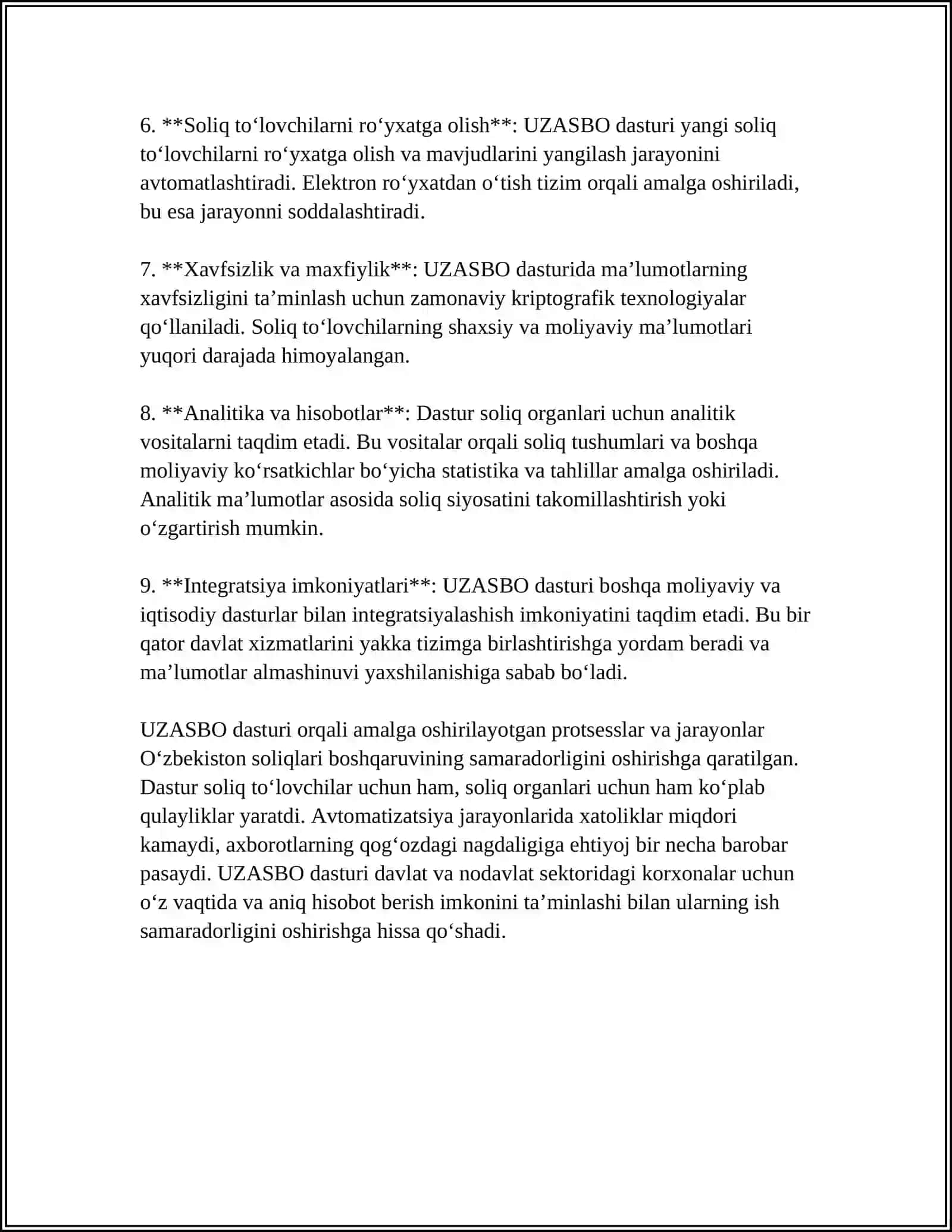 UZASBO DASTURI VA UNING IMKONIYATLARI 4