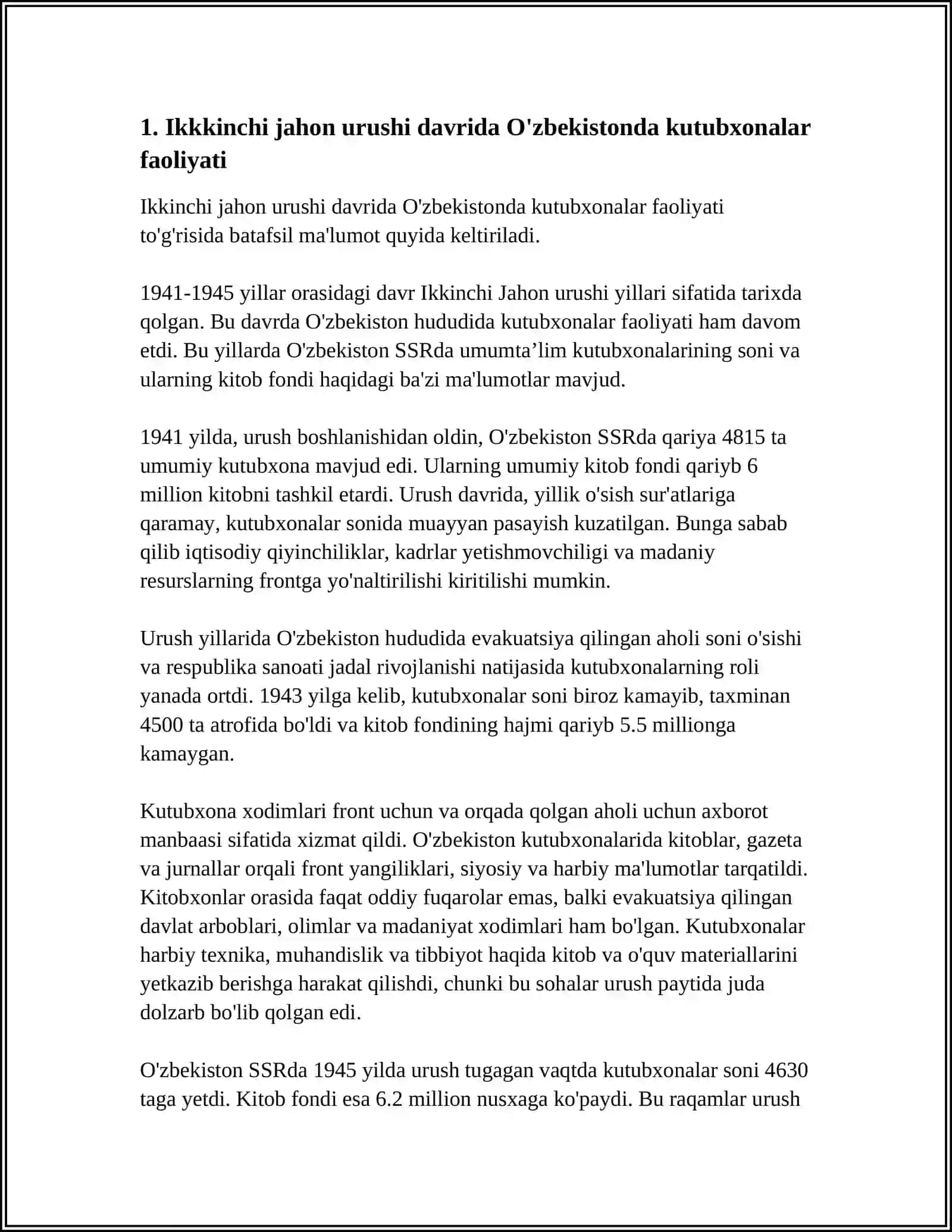 IKKINCHI JAHON URUSHI DAVRIDA O'ZBEKISTONDA KITOBAT ISHI 4