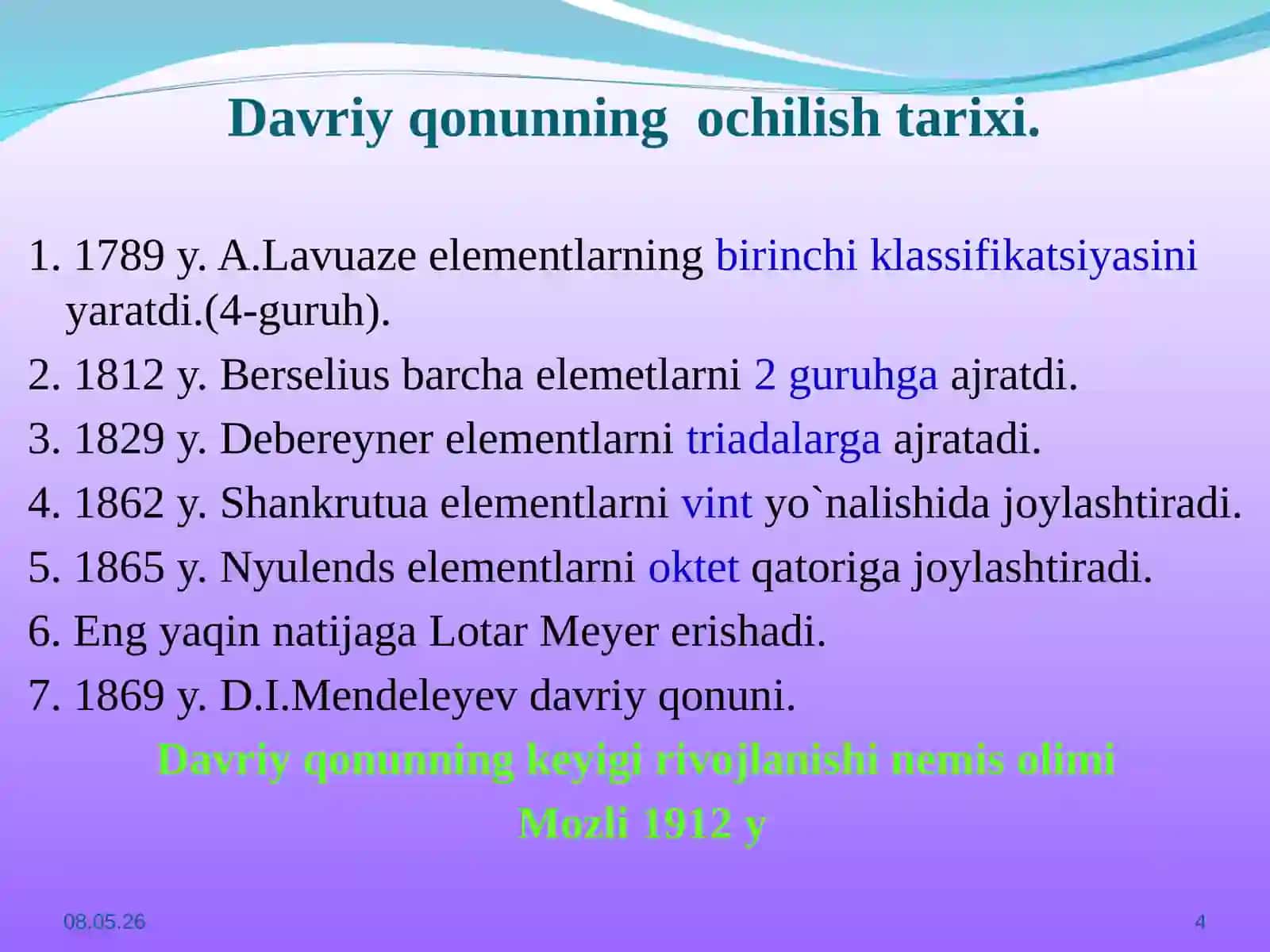 Davriy qonun va davriy jadval 4