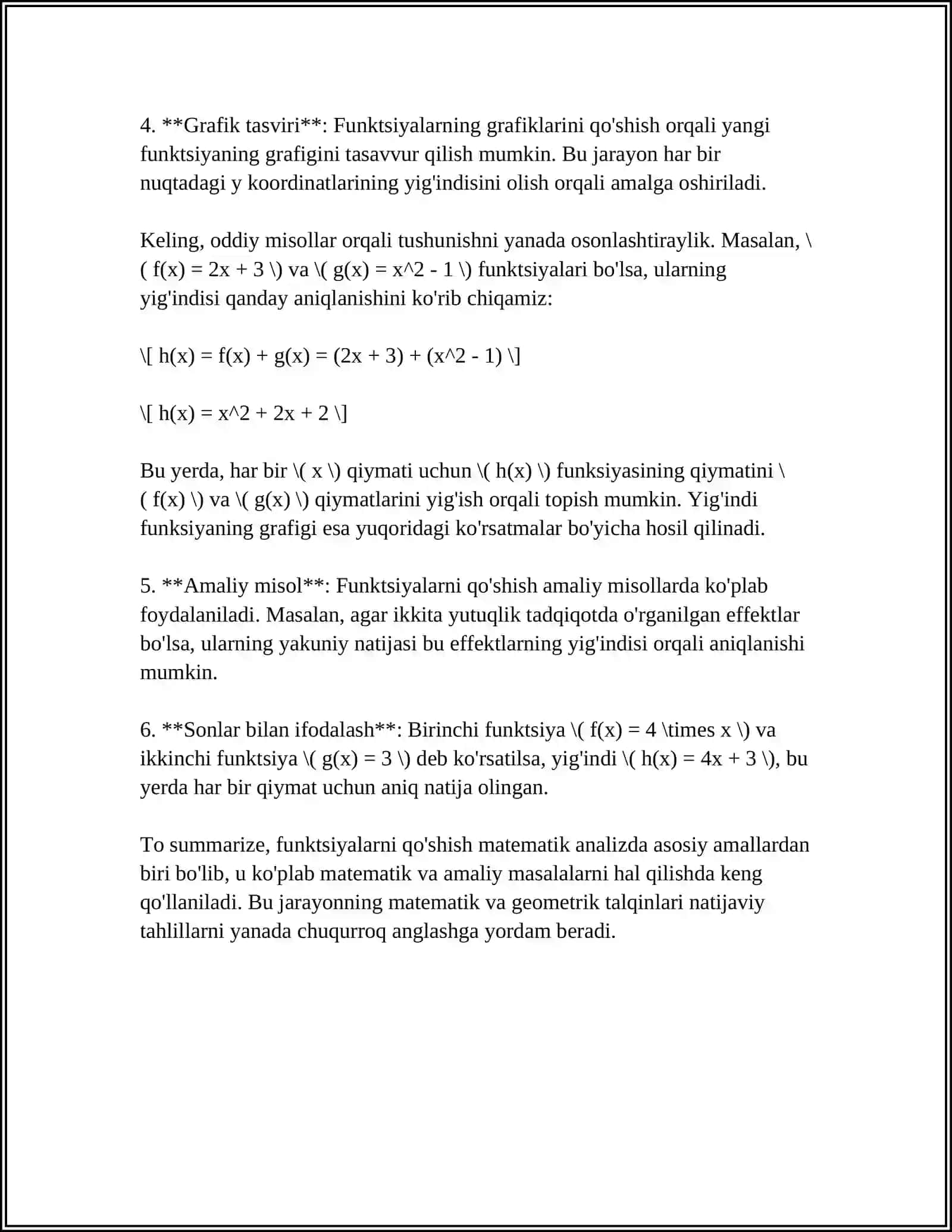 FUNKSIYALAR USTIDA ARIFMETIK AMALLAR 4