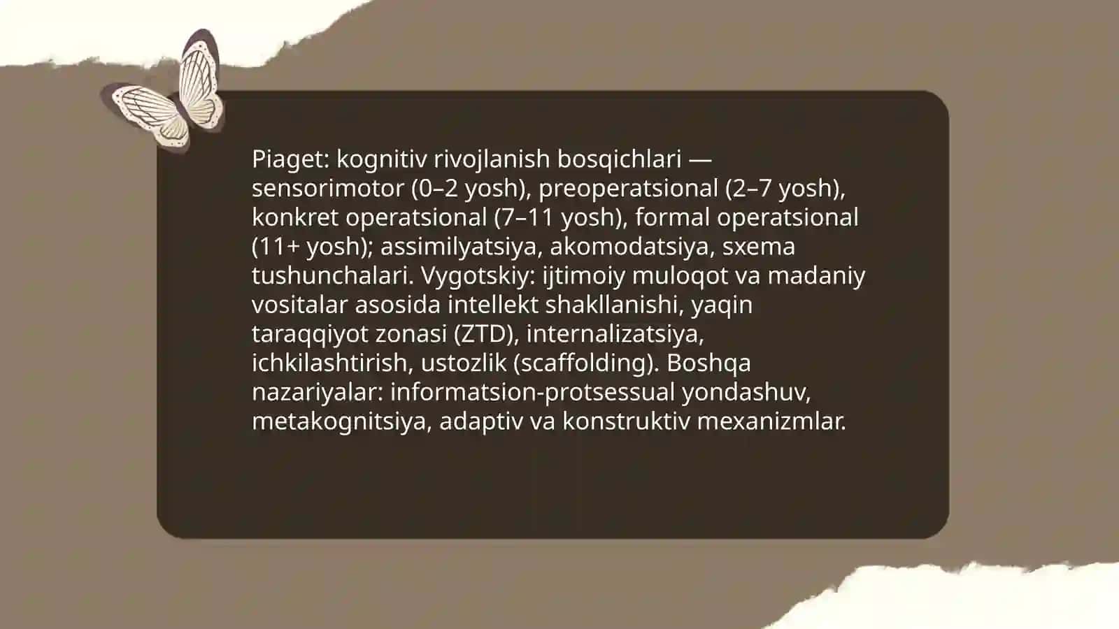 Oliy ruhiy funksiyalar intellektual rivojlanishning asosiy bosqichlari 4