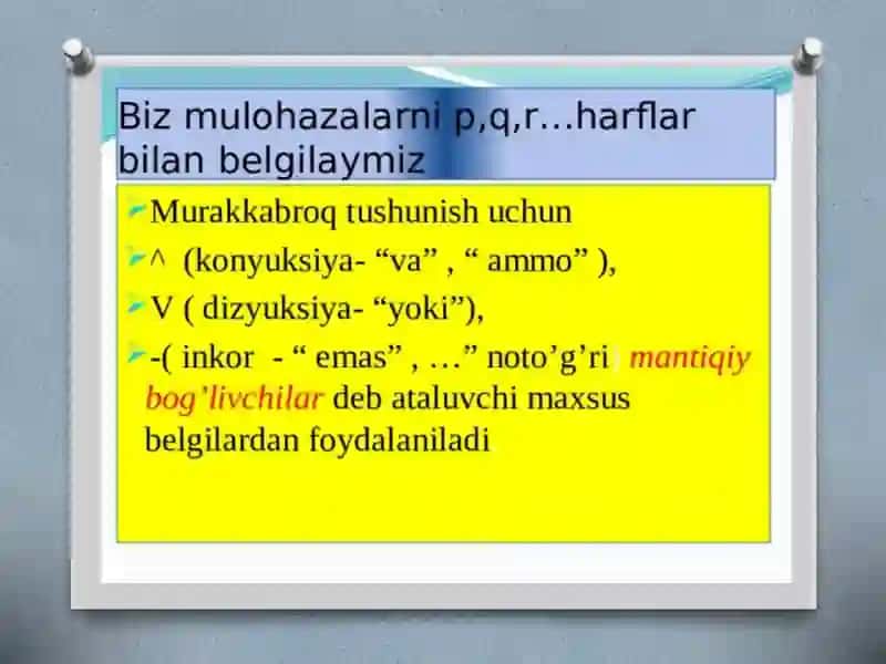 Mulohazalar algebrasi 4