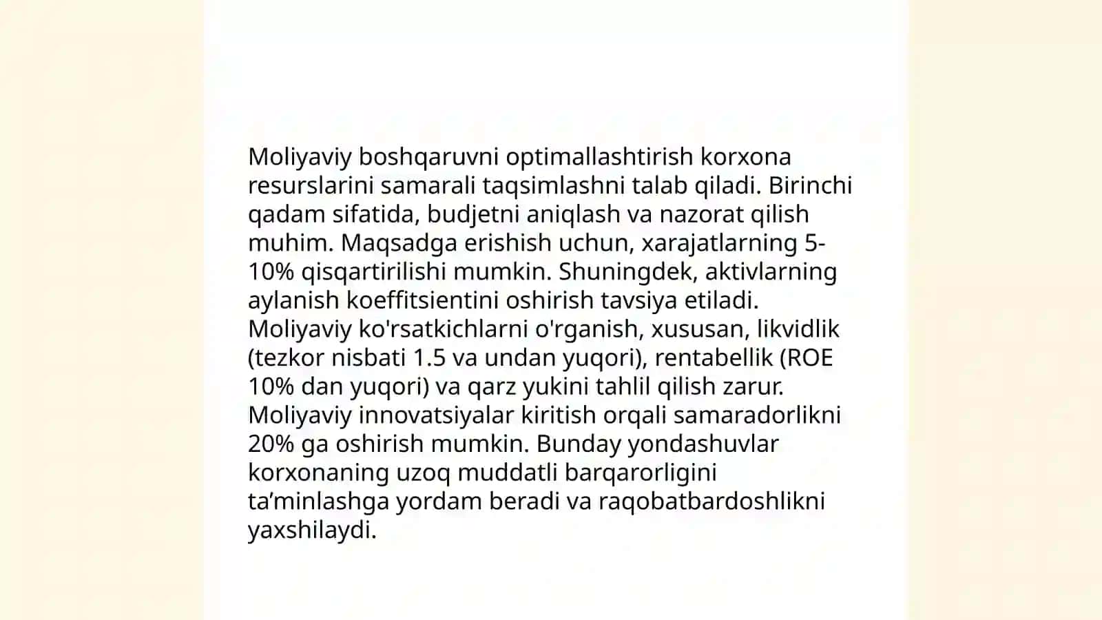 Korxona faoliyatini takomillashtirish 4