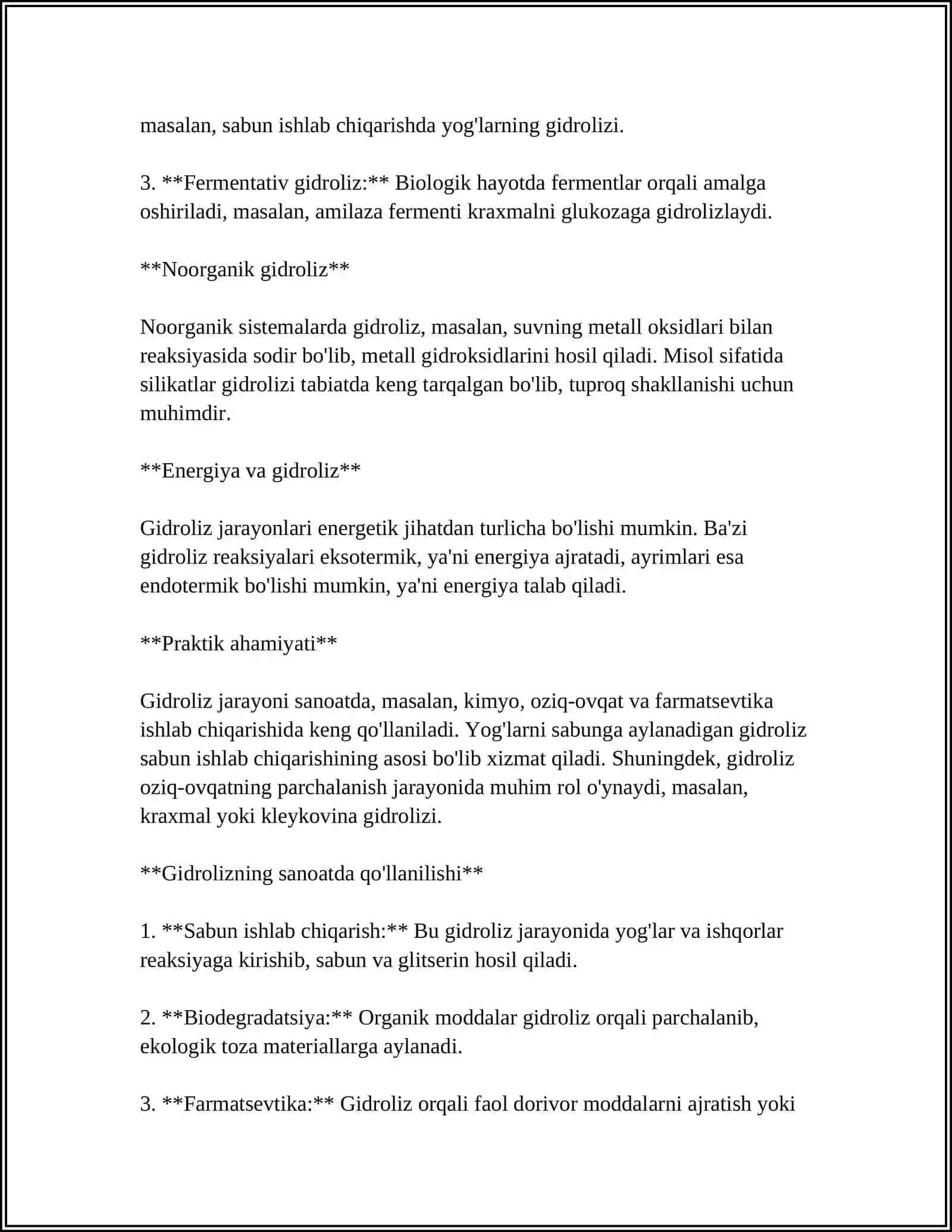 GIDROLIZDAGI ALOHIDA HOLATLAR 4