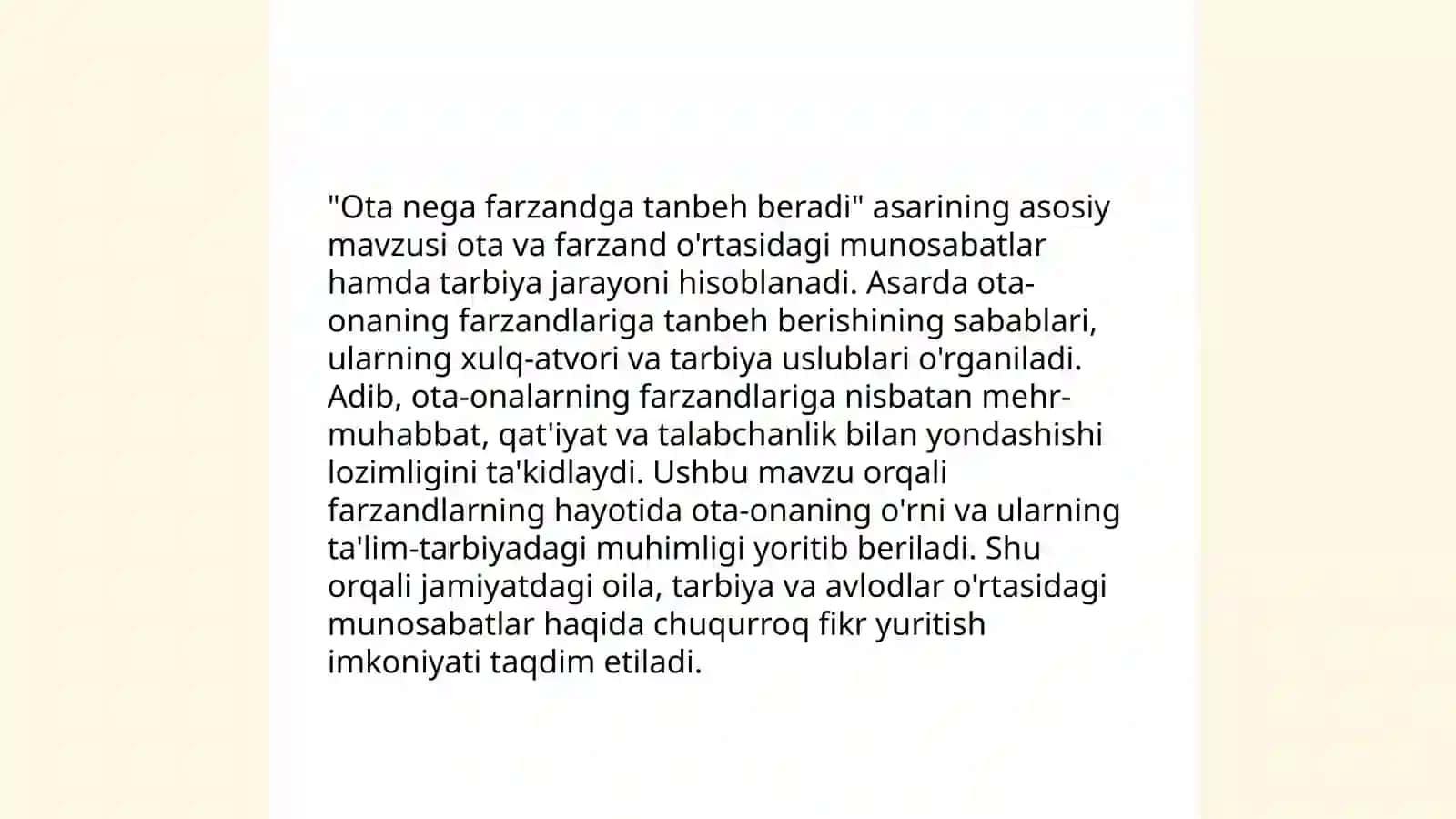 "Ota nega farzandga tanbeh beradi" 4