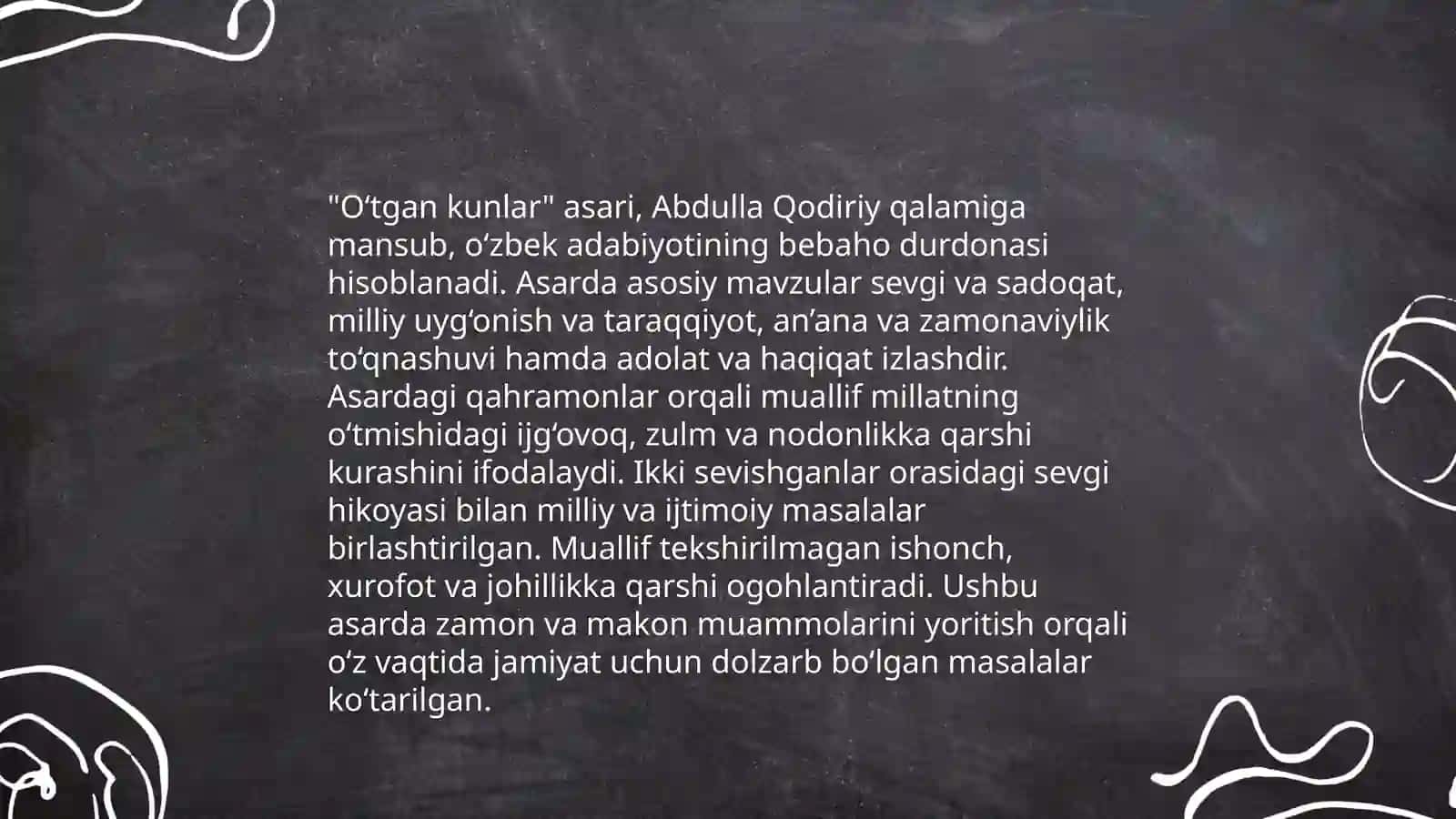 Abdulla Qodiriy. "Oʻtgan kunlar" asari 4