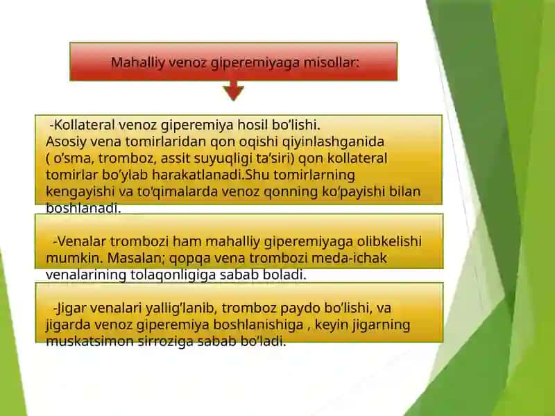 Vena va limfa tomirlari patalogiyasi. Tomirlarga aralashishdagi patalogiya (intervensi) 4