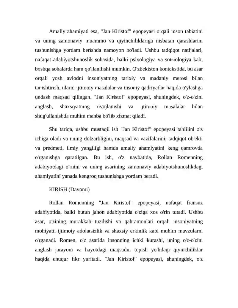 Rollan Romenning "Jan Kiristof" epopeyasi tahlili 4