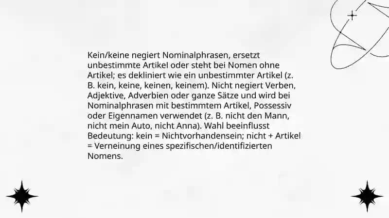 Grammatik: Deklination der Negativartikel kein | keine 4