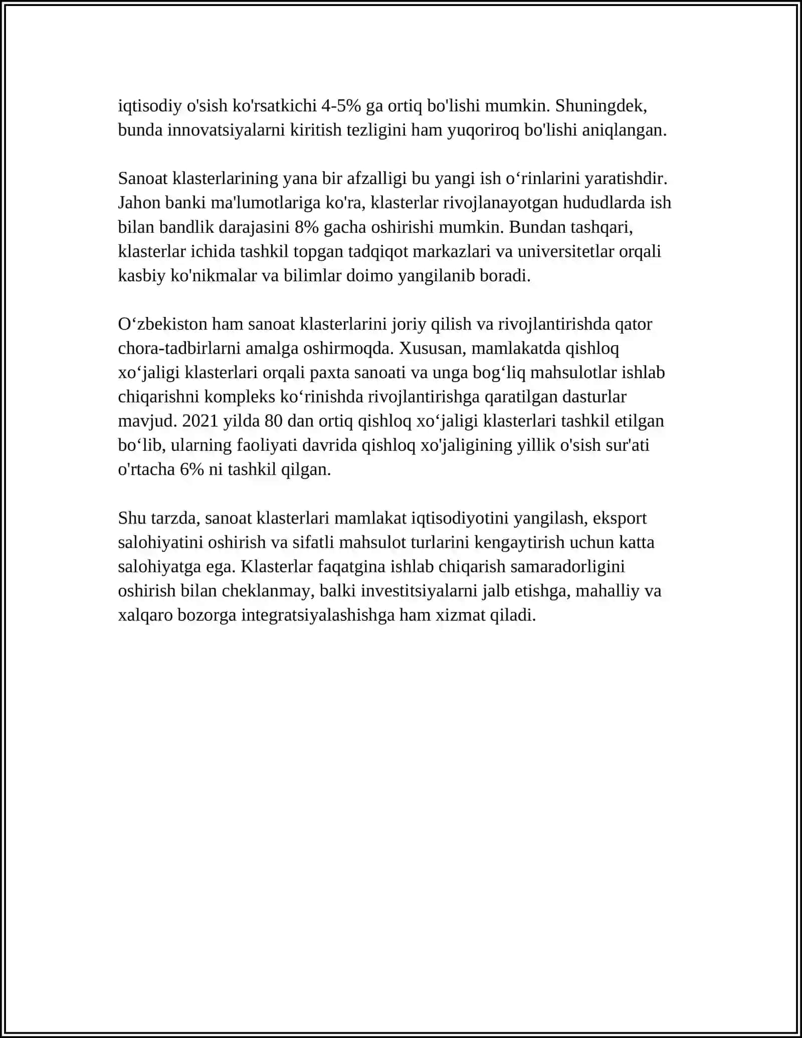 Sanoat klasterlarini amaliyotda qo'llash 4