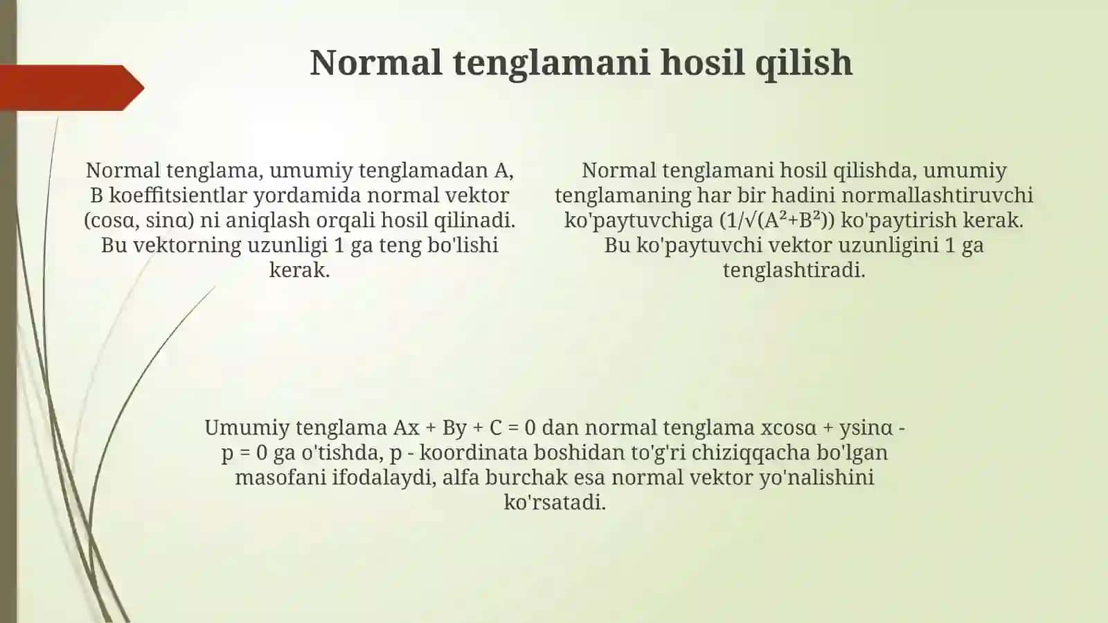 Sirtning normal tenglamasi 4