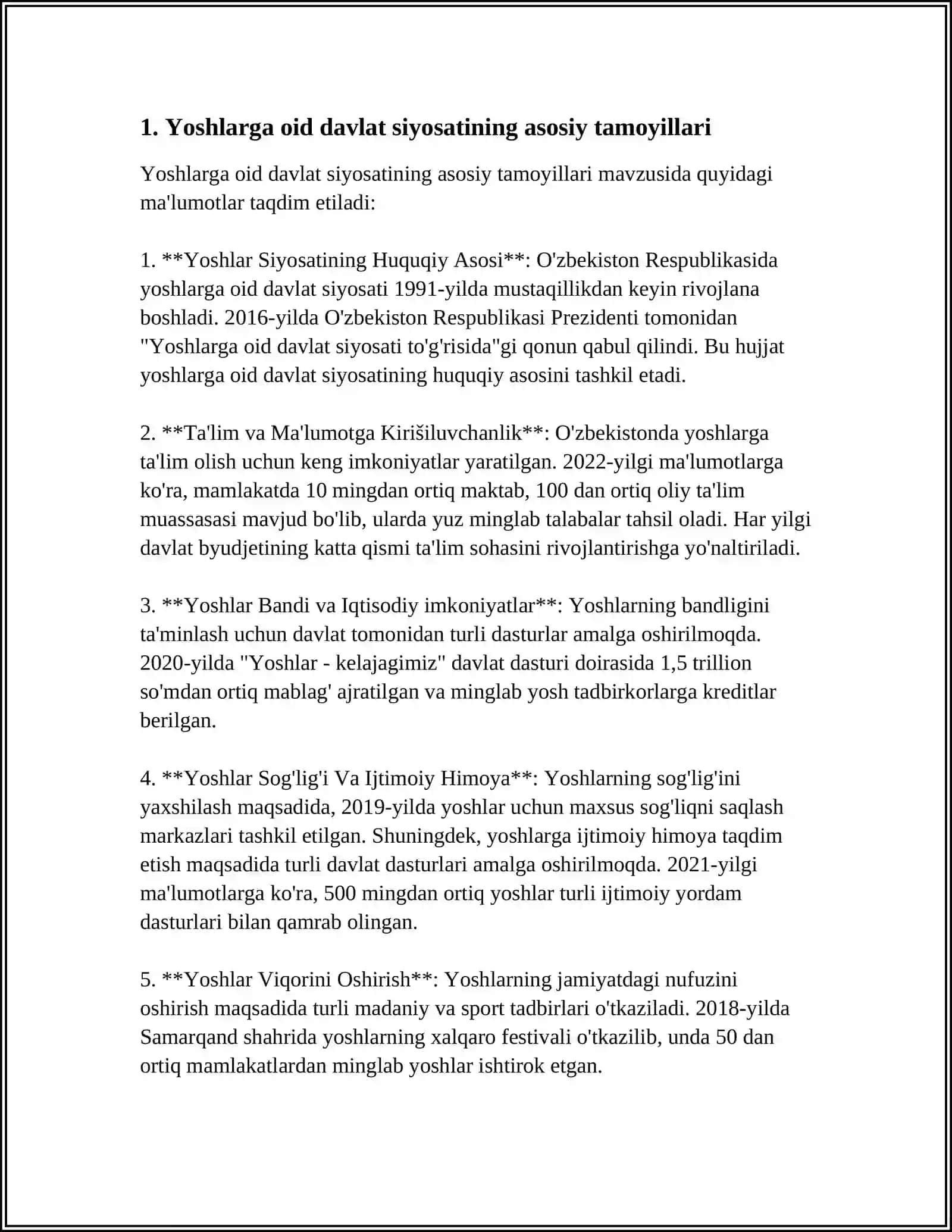 YOSHLARGA OID DAVLAT SIYOSATINI IZCHIL VA SAMARALI TASHKIL ETISH 4