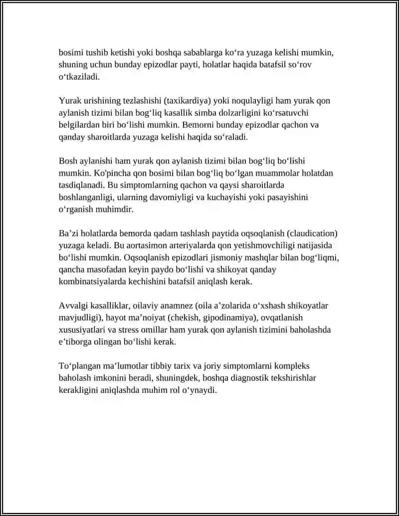 Yurak Qon Aylanish A'zolari Tizimini Baholash 4