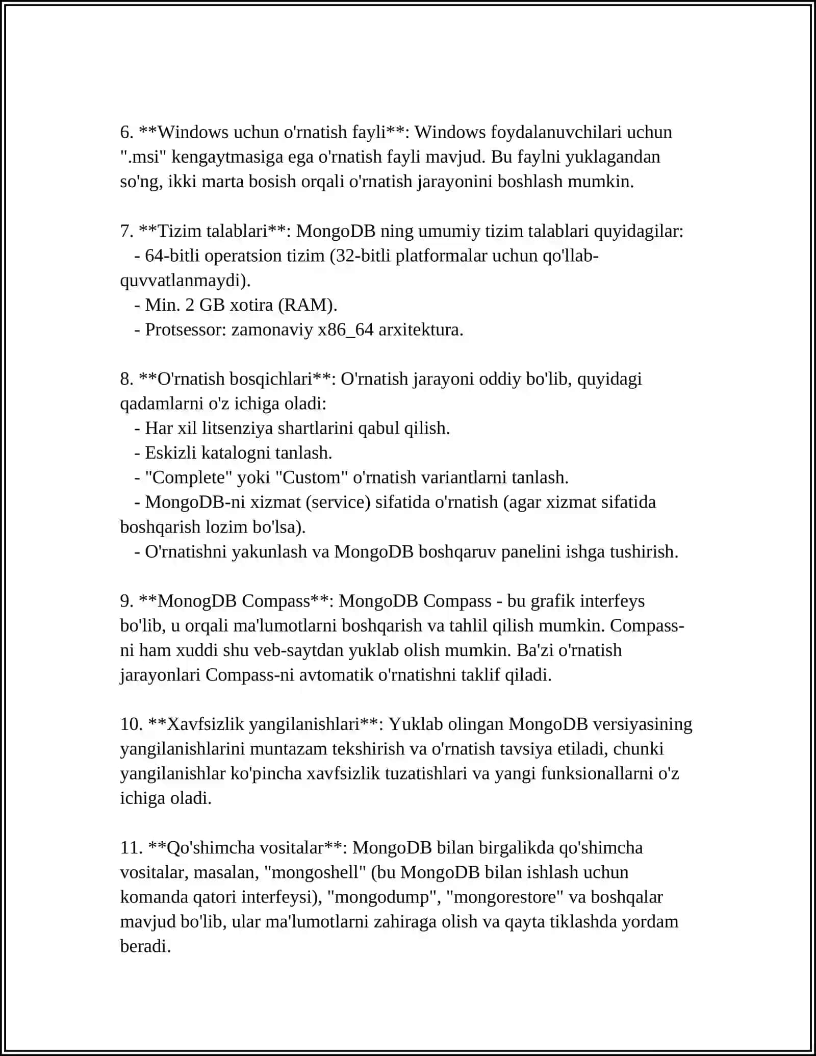 MONGODB DASTURINI ÒRNATISH.ISHCHI MUHITINI SOZLASH 4