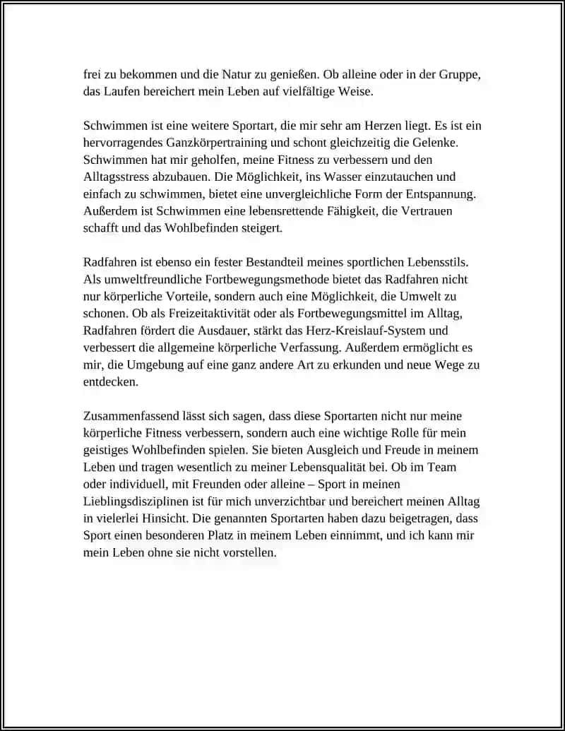 Thema: SPORT IN MEINEM LEBEN 4