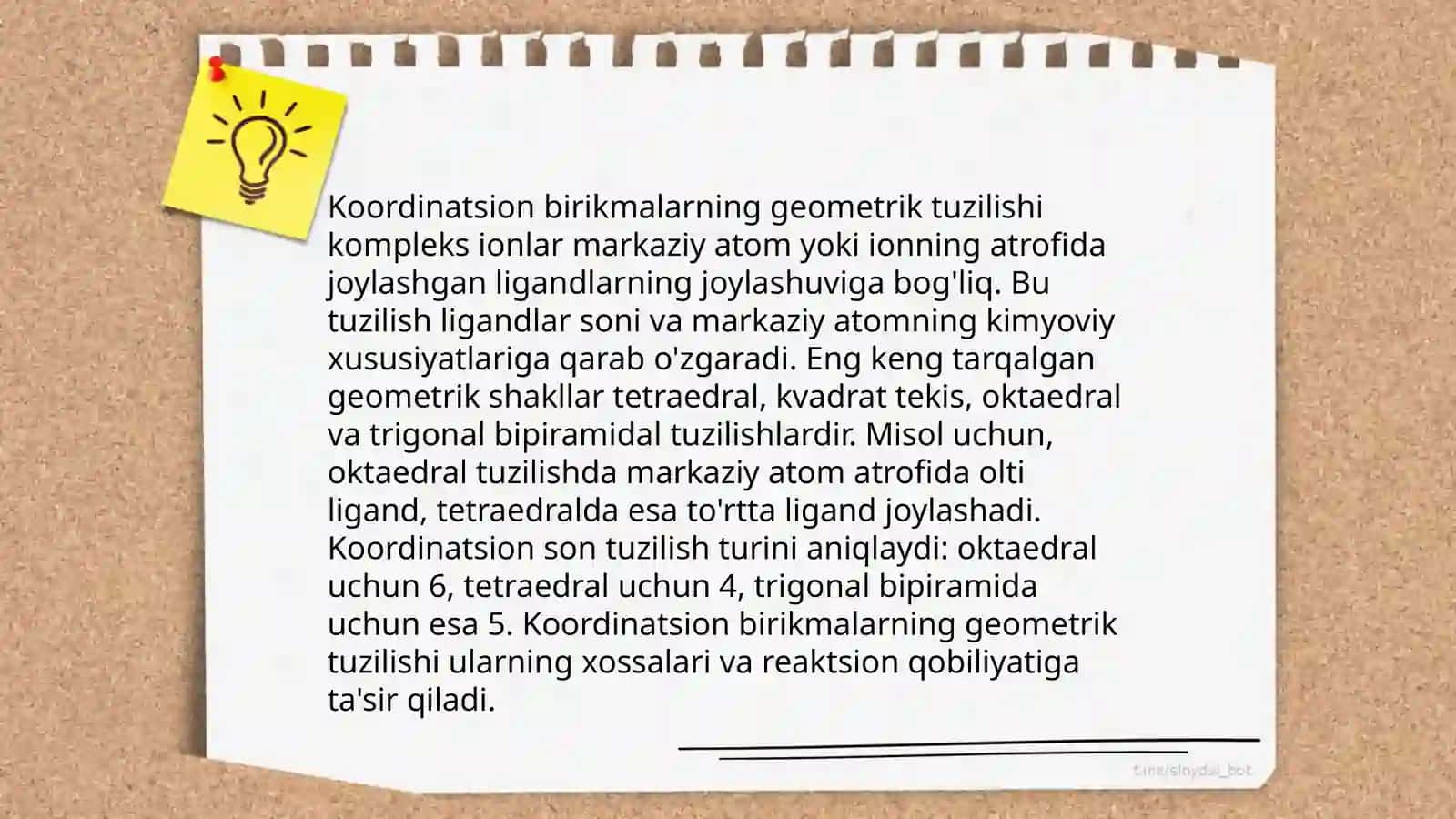 Koordinatsion birikmalardagi kimyoviy bog'lanish tabiatini tushuntirish 4