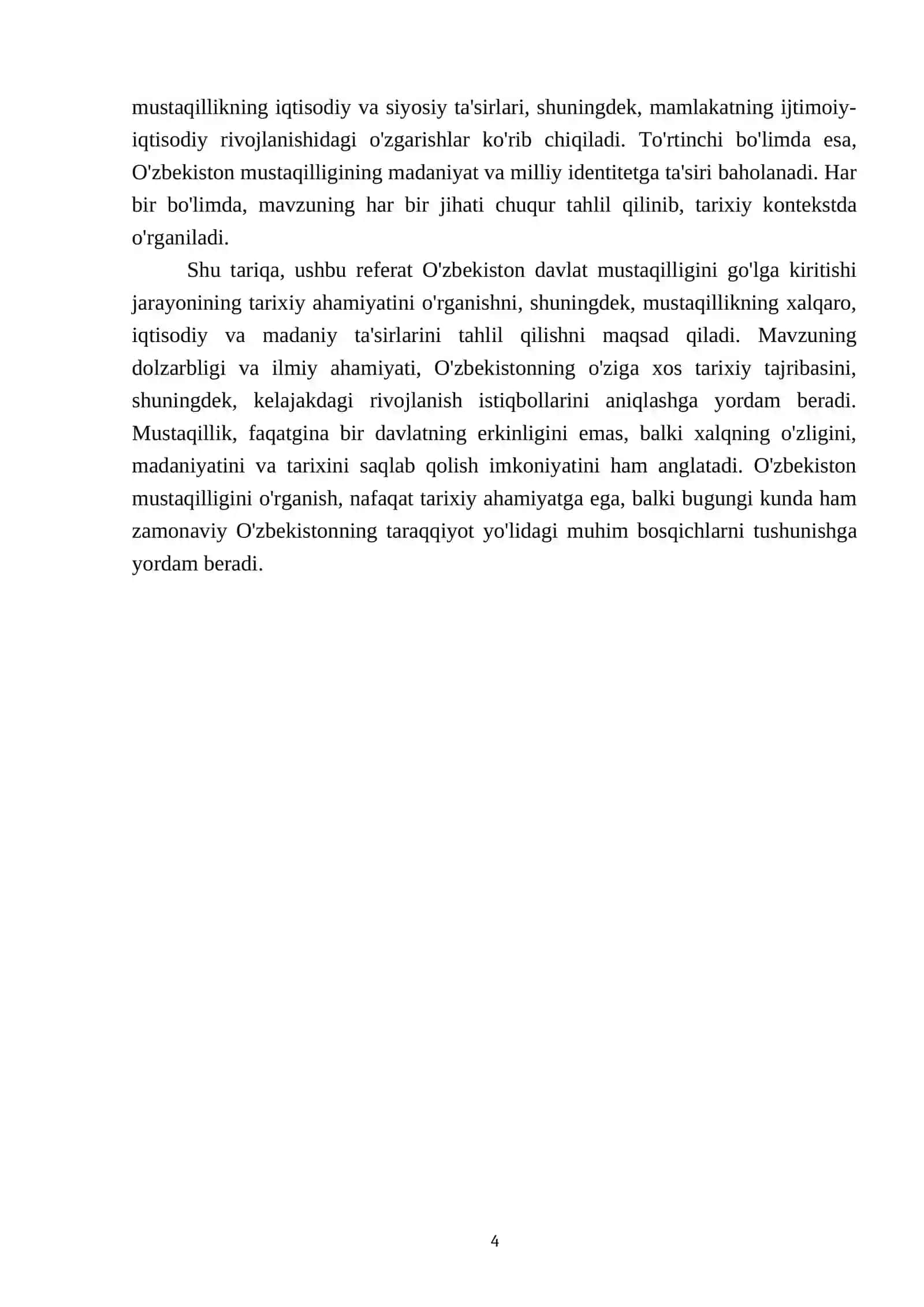 O'zbekistonning eng yangi tarixi fanidan tayyorlagan referati 4
