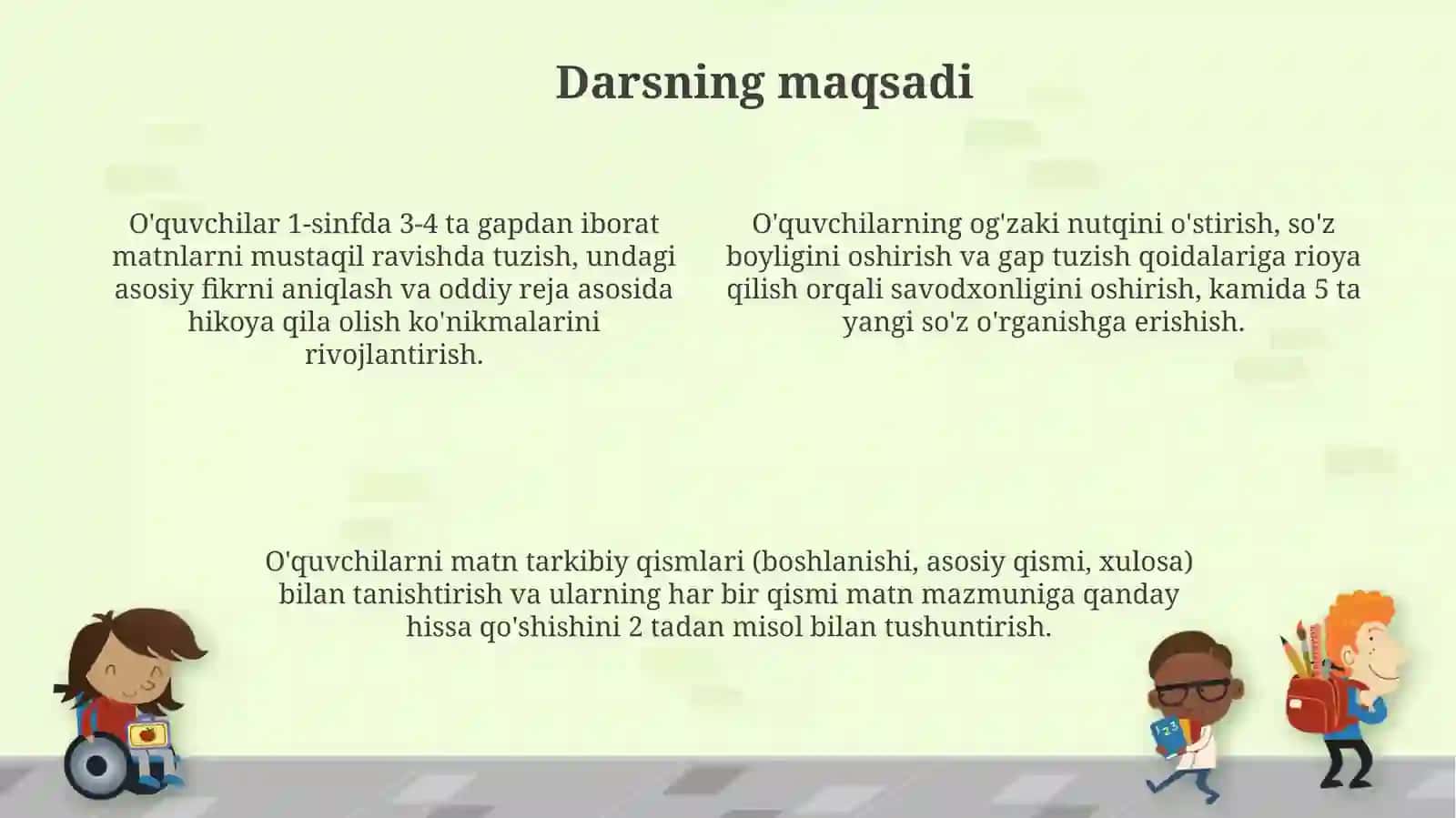 1- sinflarda Matn tuzish mavzusiga dars ishlanma 4