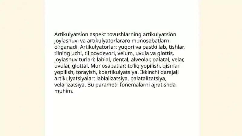 Nutq tovushlarini organishning to’rt aspekti 4