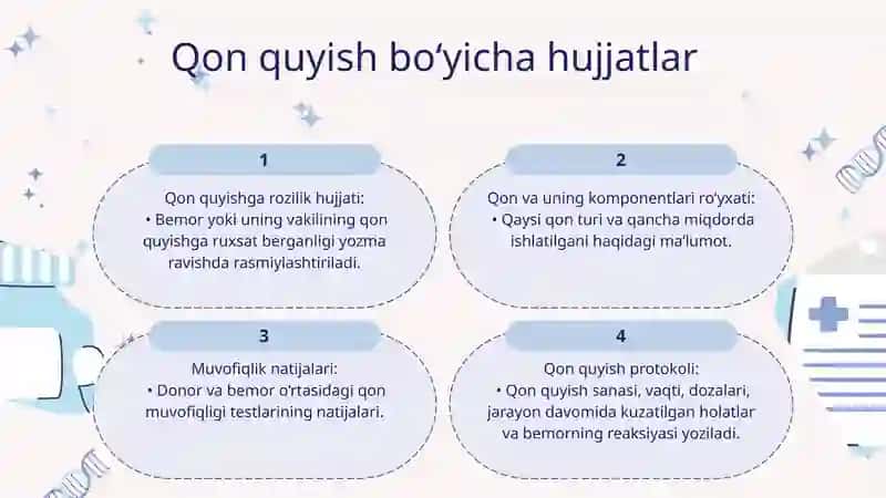 Qon quyish bo‘yicha shifokorning majburiyatlari 4