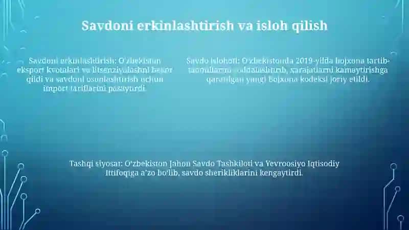 Oʻzbekistonning Tashqi Savdo Siyosati 4