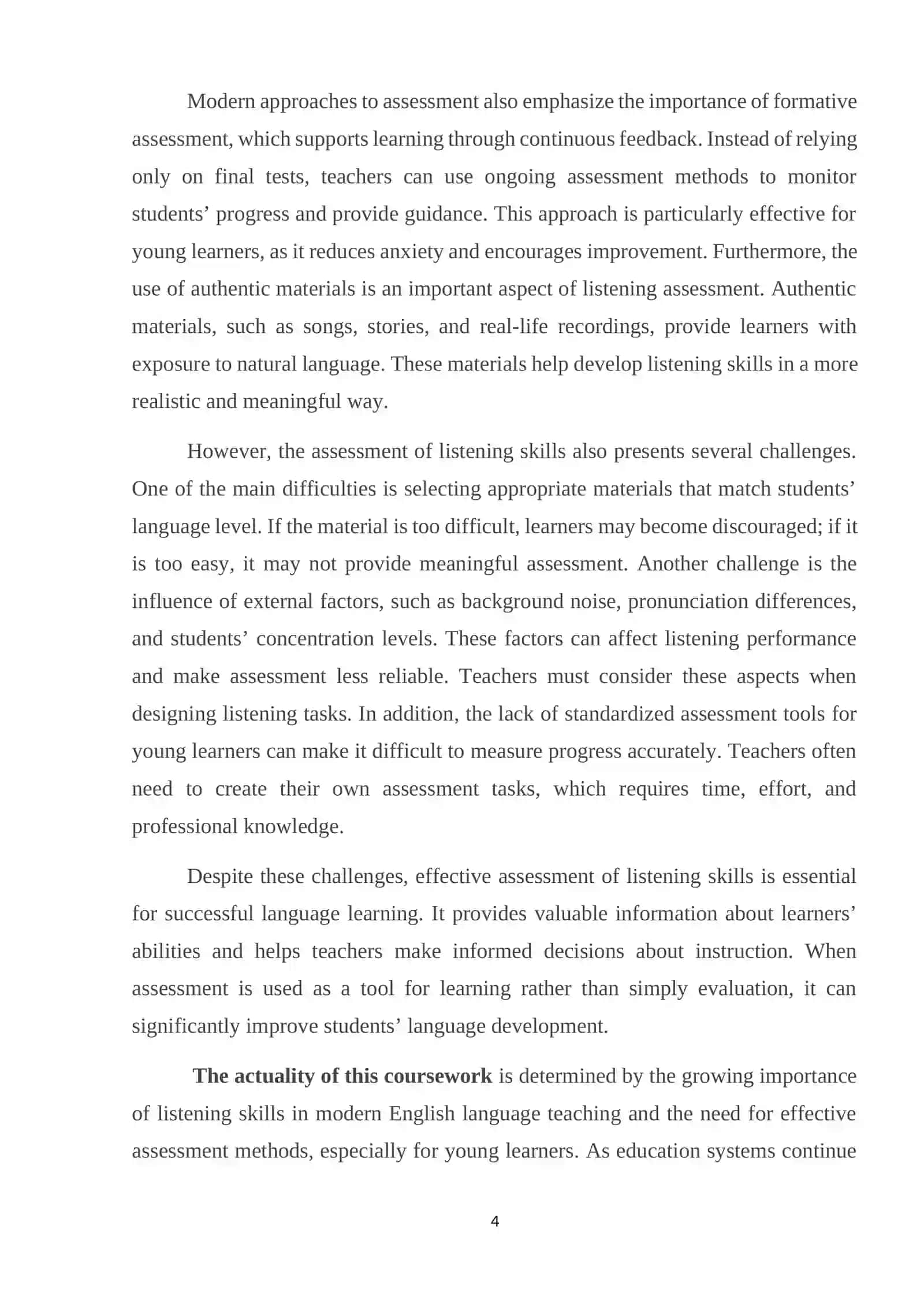 ASSESSING LISTENING SKILLS: TECHNIQUES FOR YOUNG ENGLISH LANGUAGE STUDENTS 4