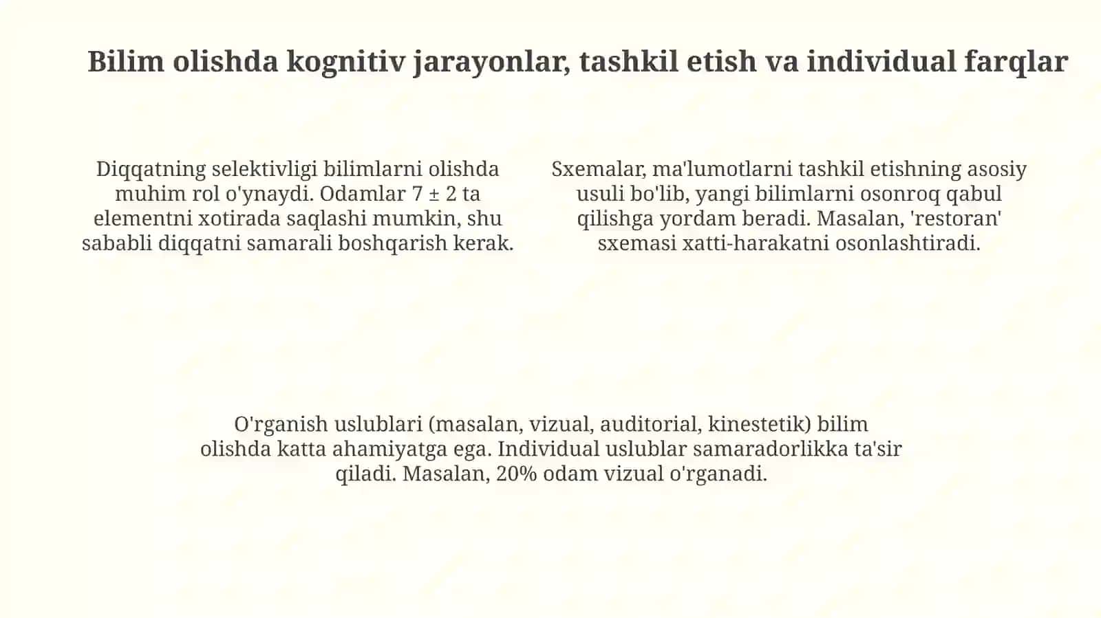 Psixologiyada bilimni o'zlashtirish 4