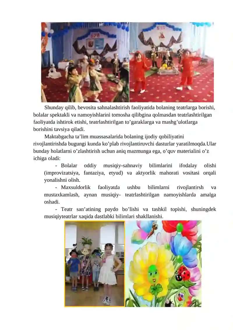 3-MA’RUZA: Sahnalashtirish faoliyati vositasida bolalarda ijodiy qobiliyatlarini rivojlantirish (2s) 4