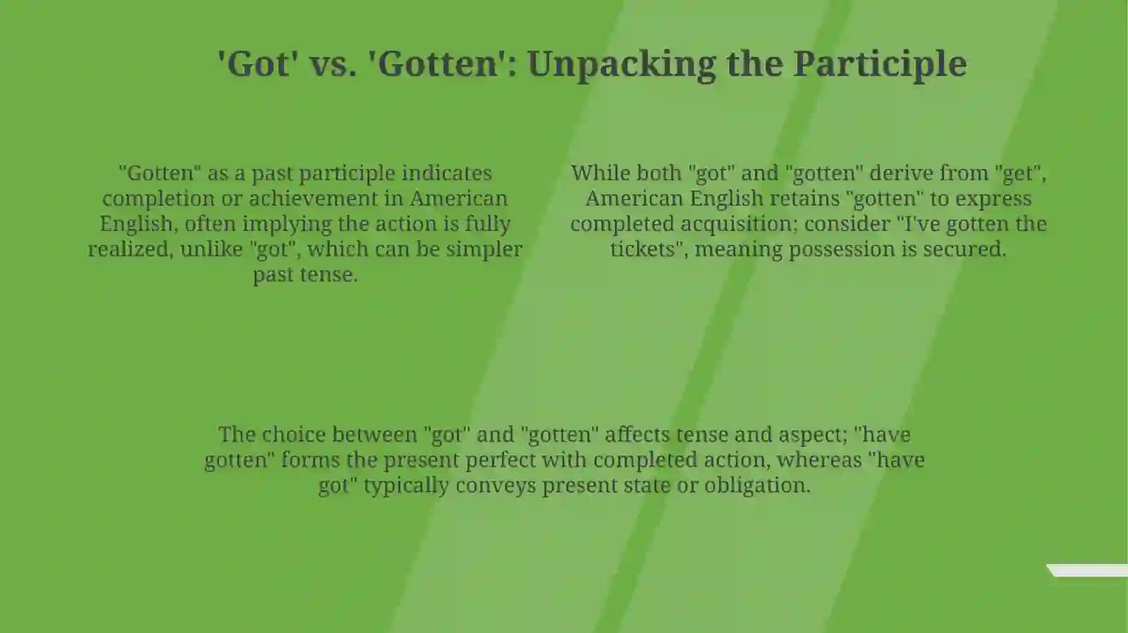 The Grammar of 'Have' and 'Have Got(ten)' 4