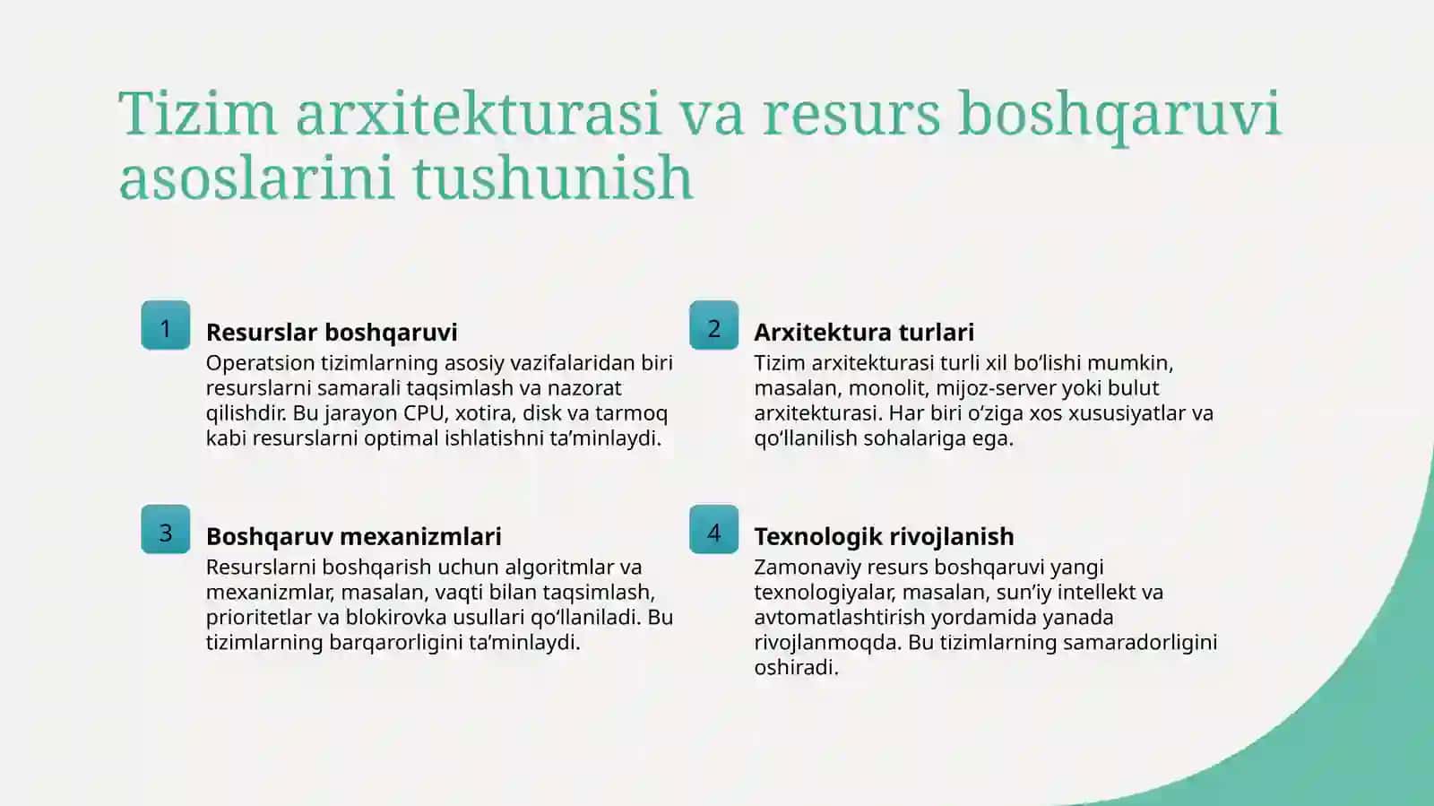 Operatsion tizim qurishning asosiy tamoyillari 4