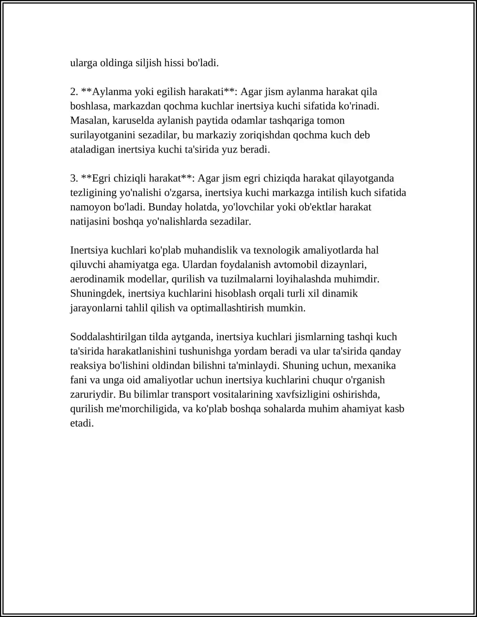 ILGARILANMA HARAKATDAGI INERTSIYA KUCHLARI 4
