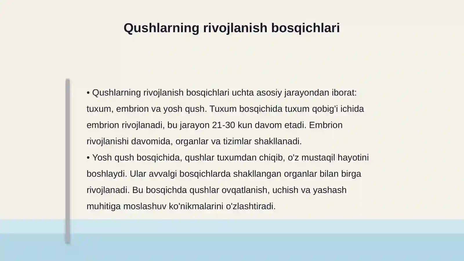 Qushlarning rivojlanishi 4
