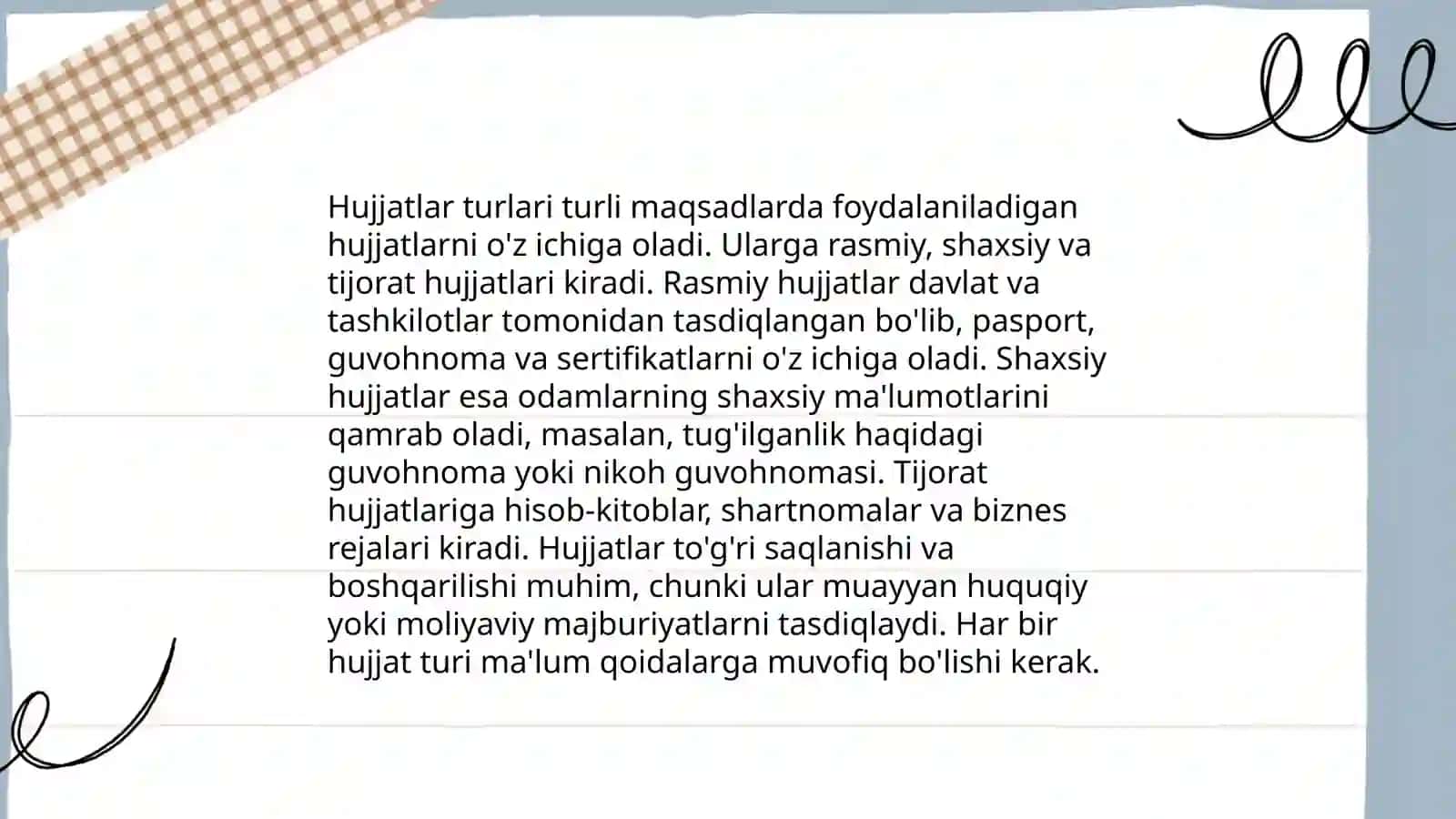 Hujjat turlari va xususiyatlari 4