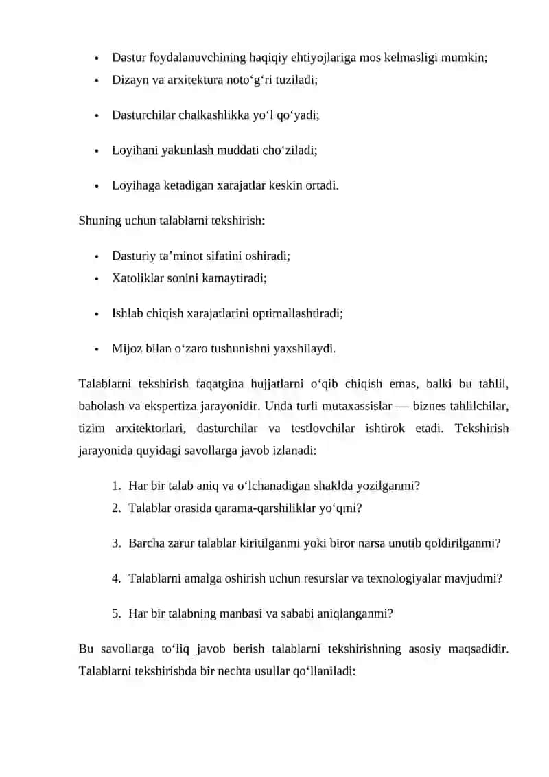 Talablarni tekshirish va validatsiya qilish 4