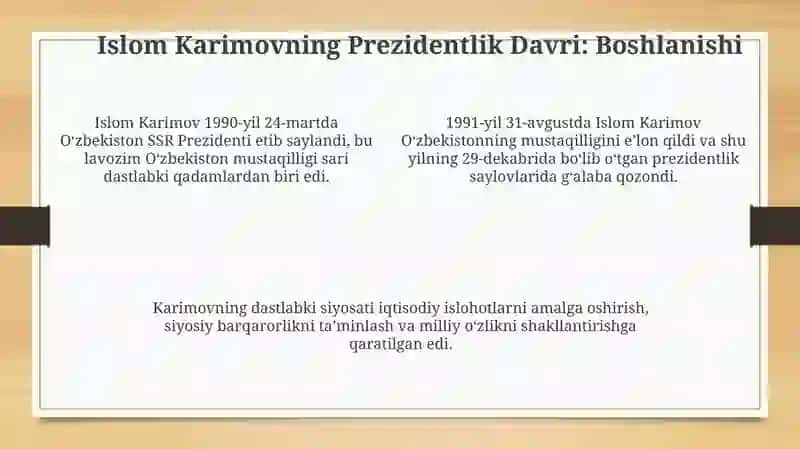 Islom Karimov Oʻzbekistonning birinchi prezidenti 4