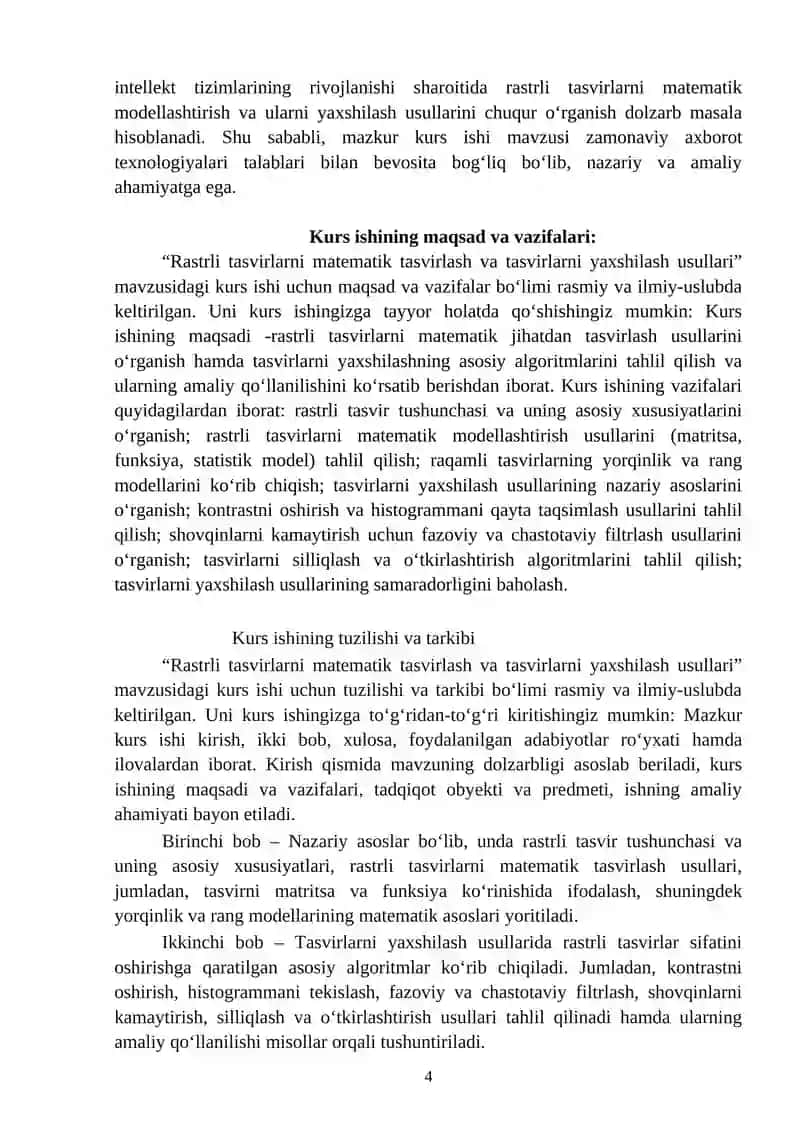 Rastrli tasvirlarni matematik tasvirlash va tasvirlarni yaxshilash usullari 4