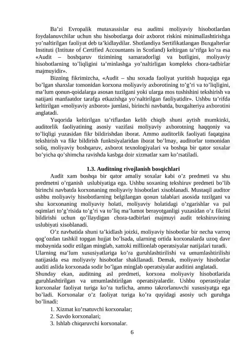 Audit fanining mazmuni. Predmeti va metodi 4