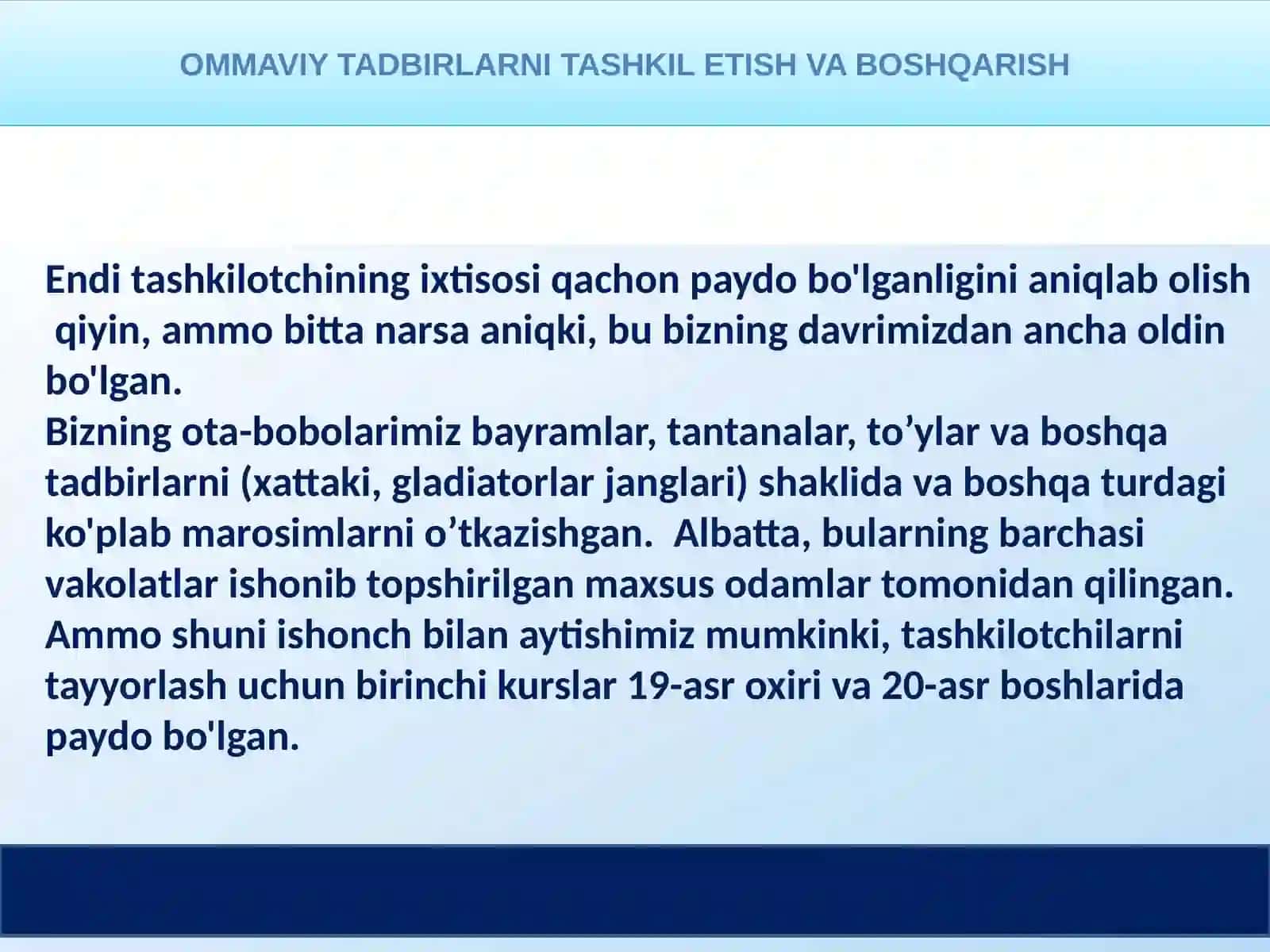 Ommaviy tadbirlarning asosiy tasnifi 4