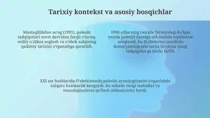 Mustaqilik davrida tosh davri arxeologiyasining o'rganilishi 4