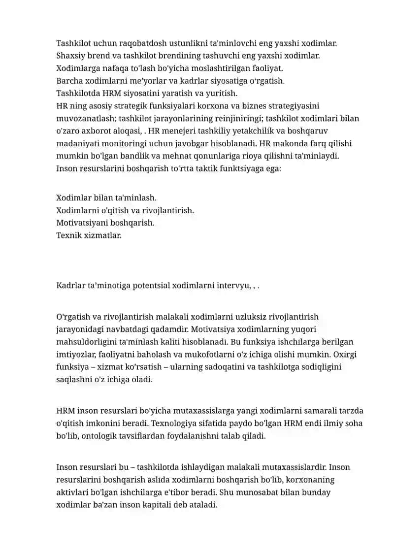 Xodimlar va inson resurslarini boshqarish 4