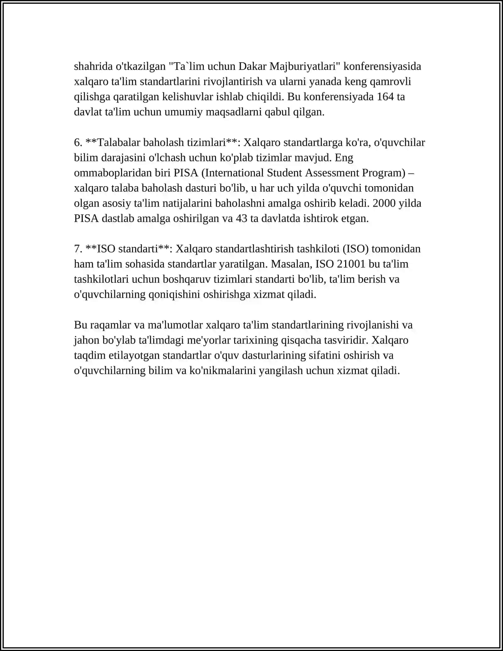 JAHON TA'LIM STANDARDLARINING MAZMUN-MOHIYATI 4
